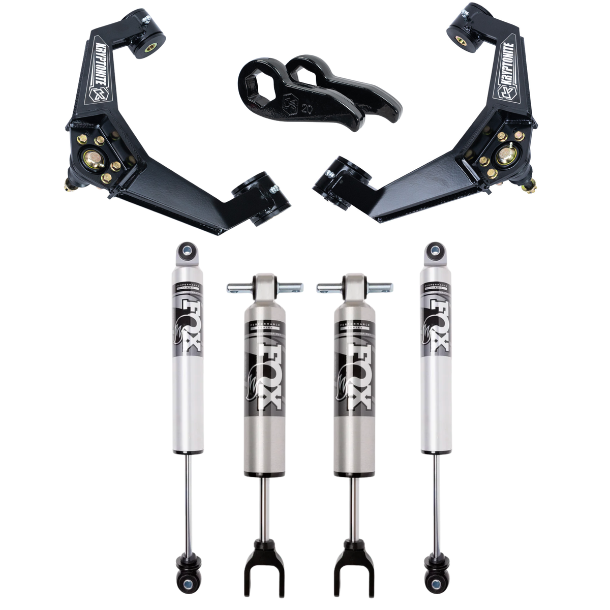 Kryptonite Stage 3 Leveling Kit with Fox 2.5 HTO Shocks for 2020-2026 Chevy/GMC 2500HD/3500