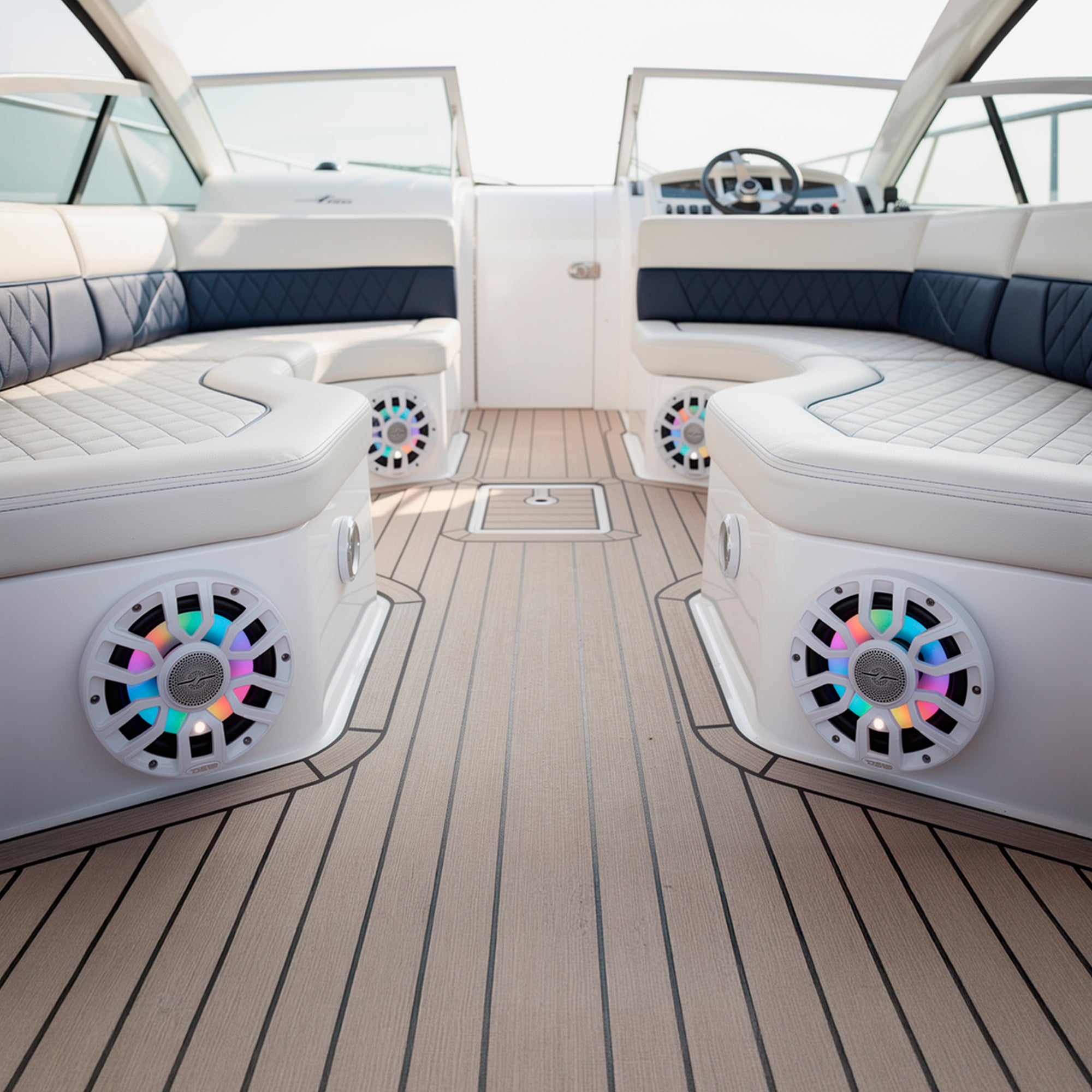 NXL 7.7” 2-Way Coaxial Marine Speaker with Bullet Tweeter, Digital LED Lights & White Deck LED | 175W RMS 4-Ohm