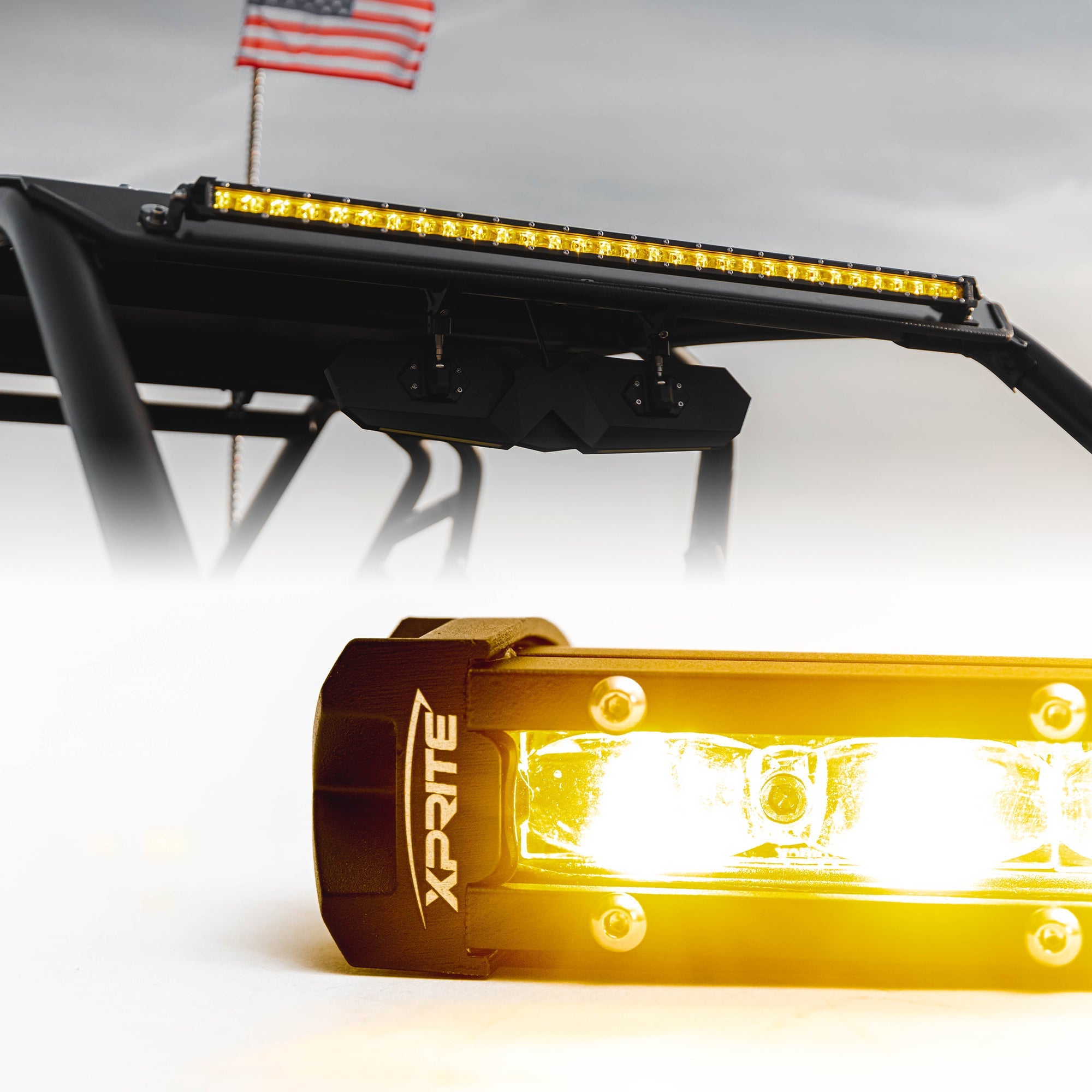 Xprite Amber Flood Beam LED Light Bar for Trucks, SUVs & Off-Road Vehicles | Ultra Thin Astro Series