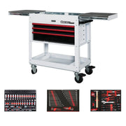 BoxoUSA Pro Series | Loaded 35" 3-Drawer Slide-Top Service Cart Tool Box 35SBM-W-R