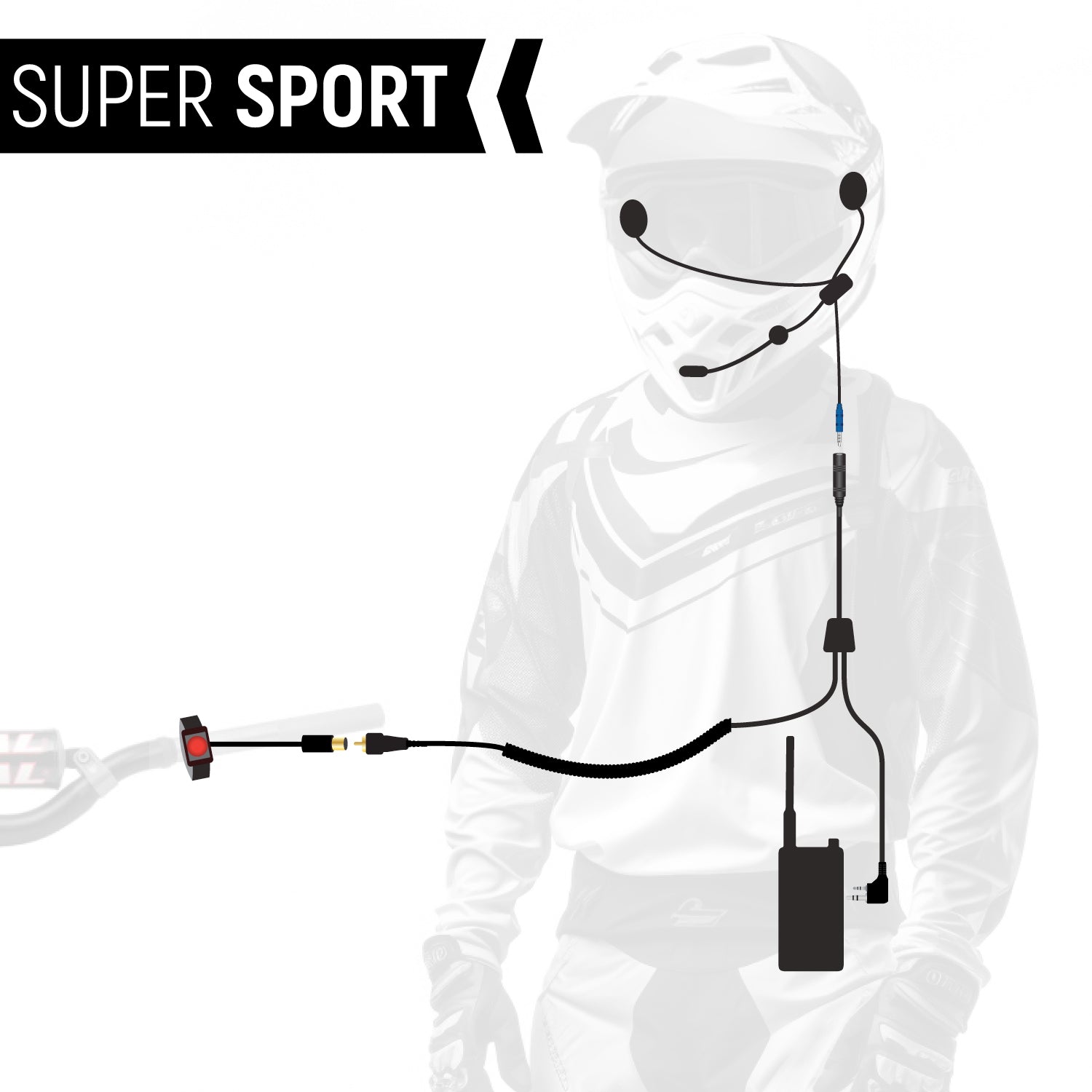 SUPER SPORT Complete Motorcycle Communication Kit with Lightweight SPORT Cables - V3
