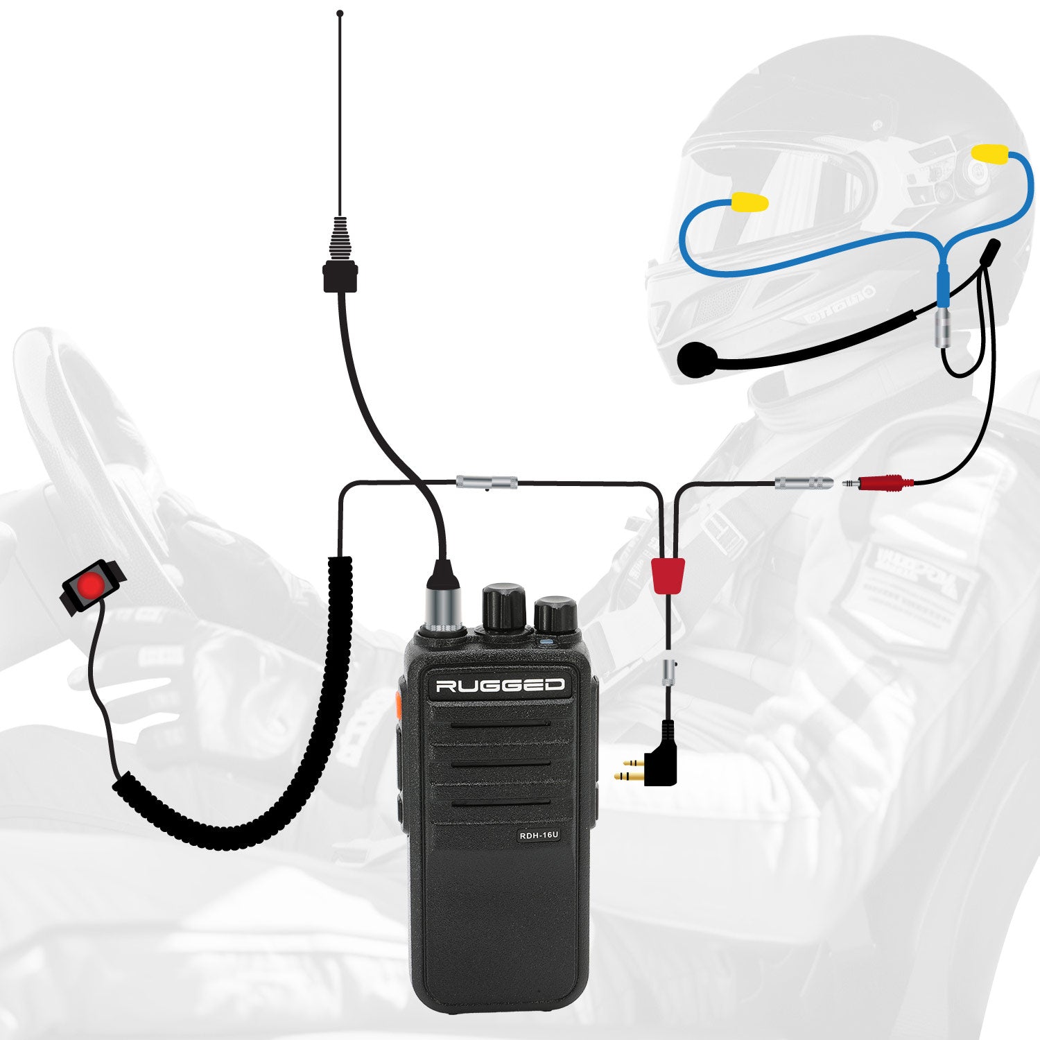 NASCAR Driver Only Long Track Racing Communication Kit with RDH16 Radio
