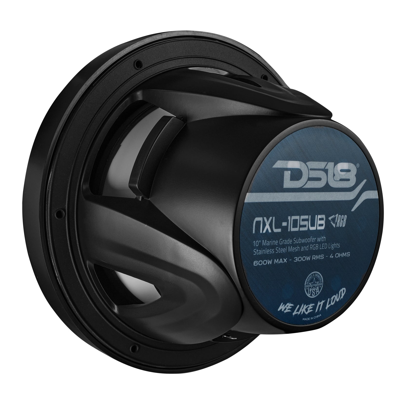 NXL 10" Marine Subwoofer with RGB LED Lights 300 Watts Rms SVC 4-Ohm - Black