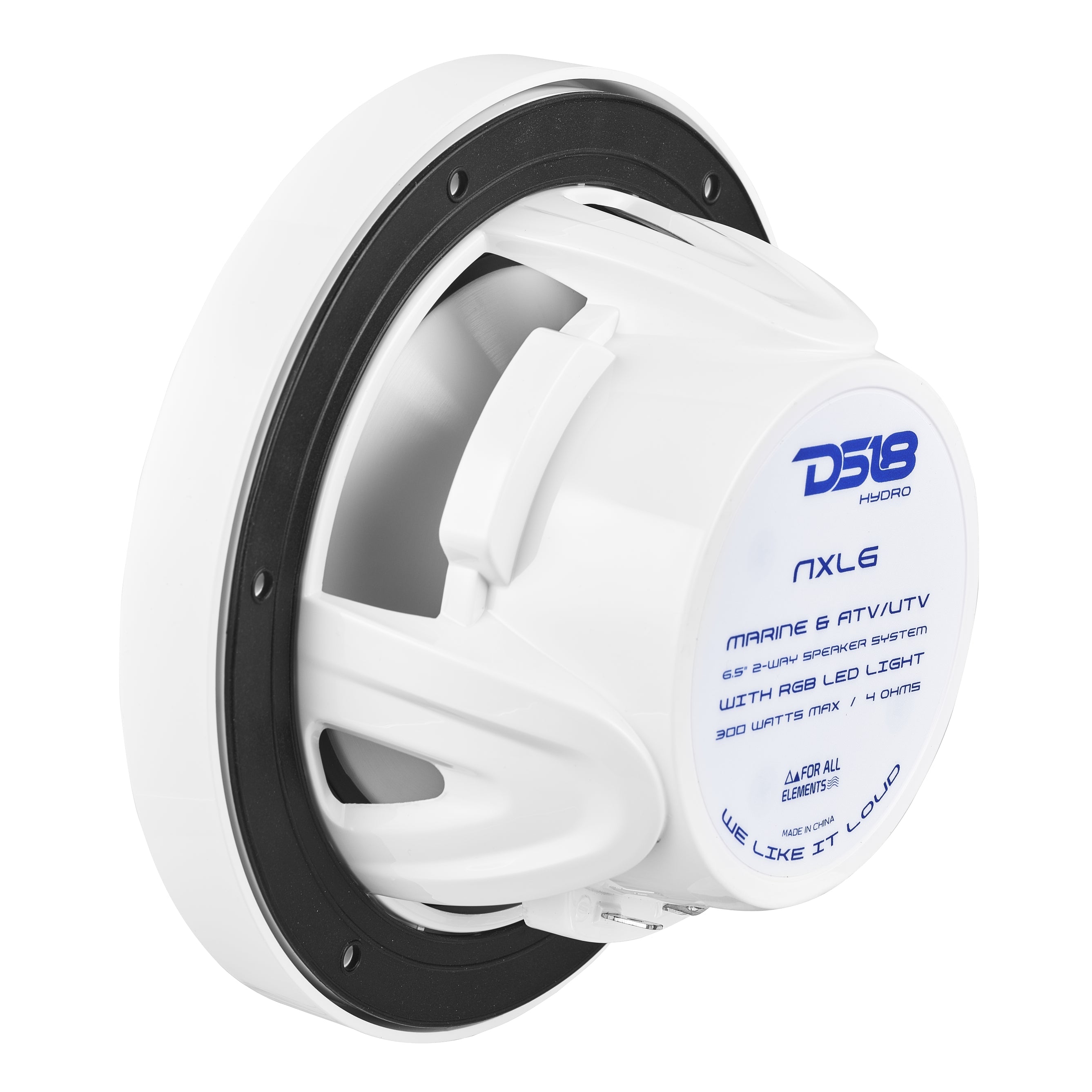 NXL 6.5" 2-Way Coaxial Marine Speaker With LED RGB Lights 100 Watts Rms 4-Ohm