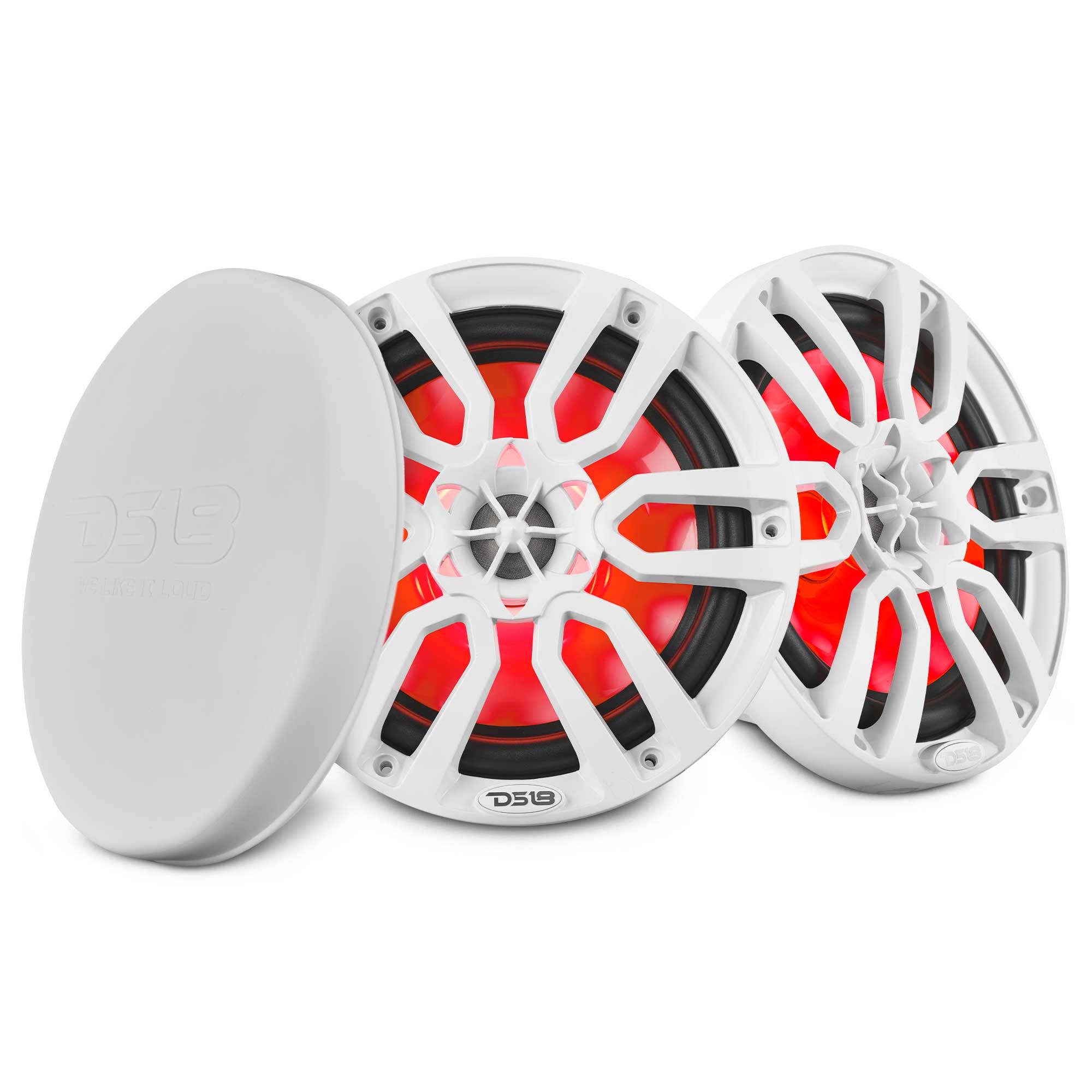 NXL 8" 2-Way Coaxial Marine Speaker With LED RGB Lights 125 Watts Rms 4-Ohm - White