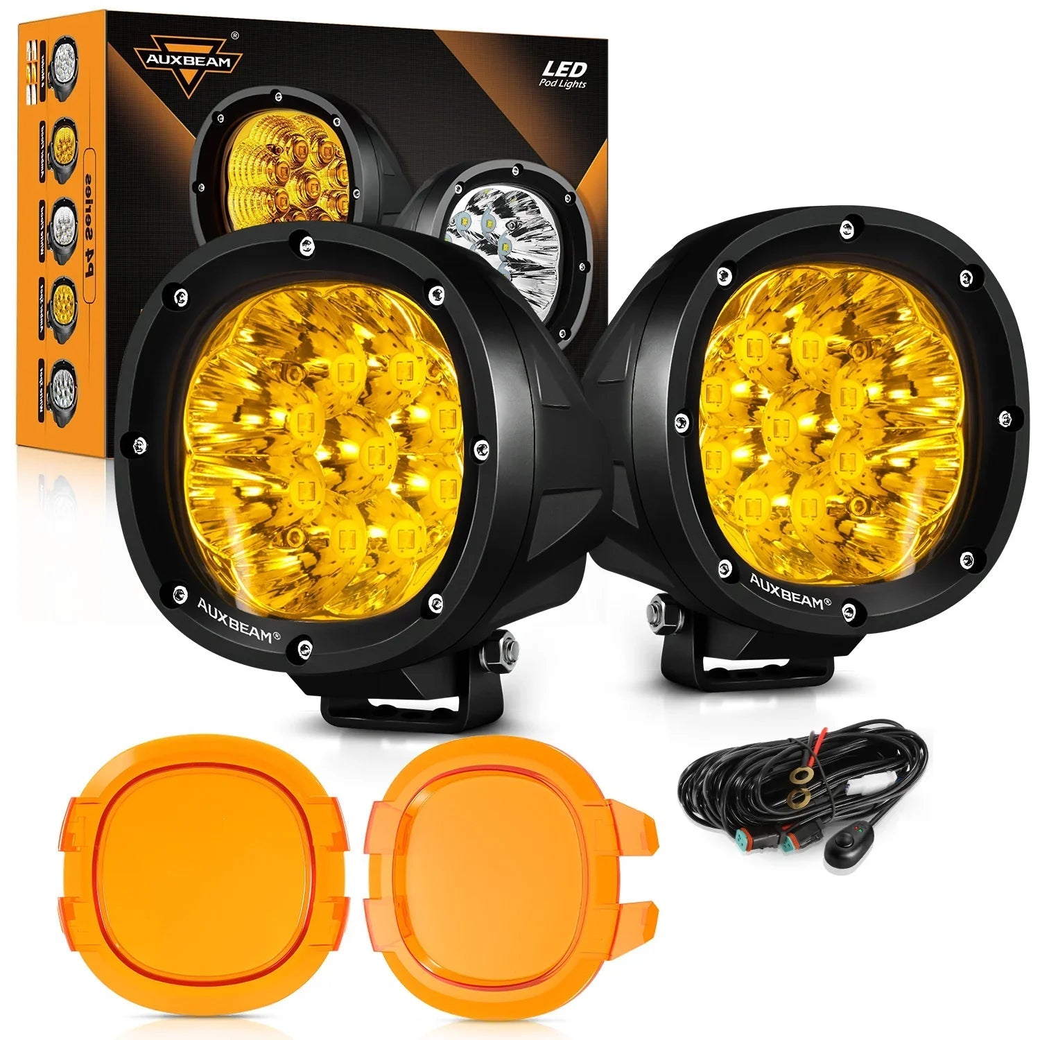 P4 Series | 4 Inch 90W Round LED Driving Lights Spot Amber Pod Lights