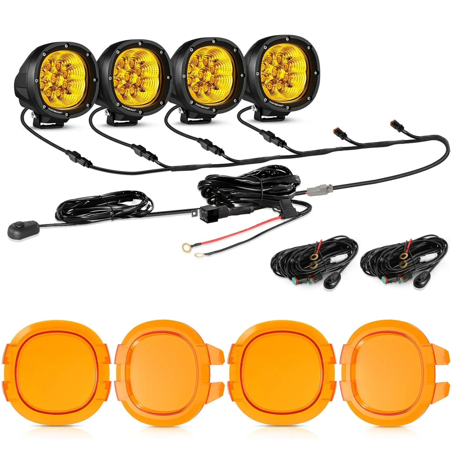 P4 Series | 4 Inch 90W 9000LM Round LED Driving Lights Flood Amber Pod Lights