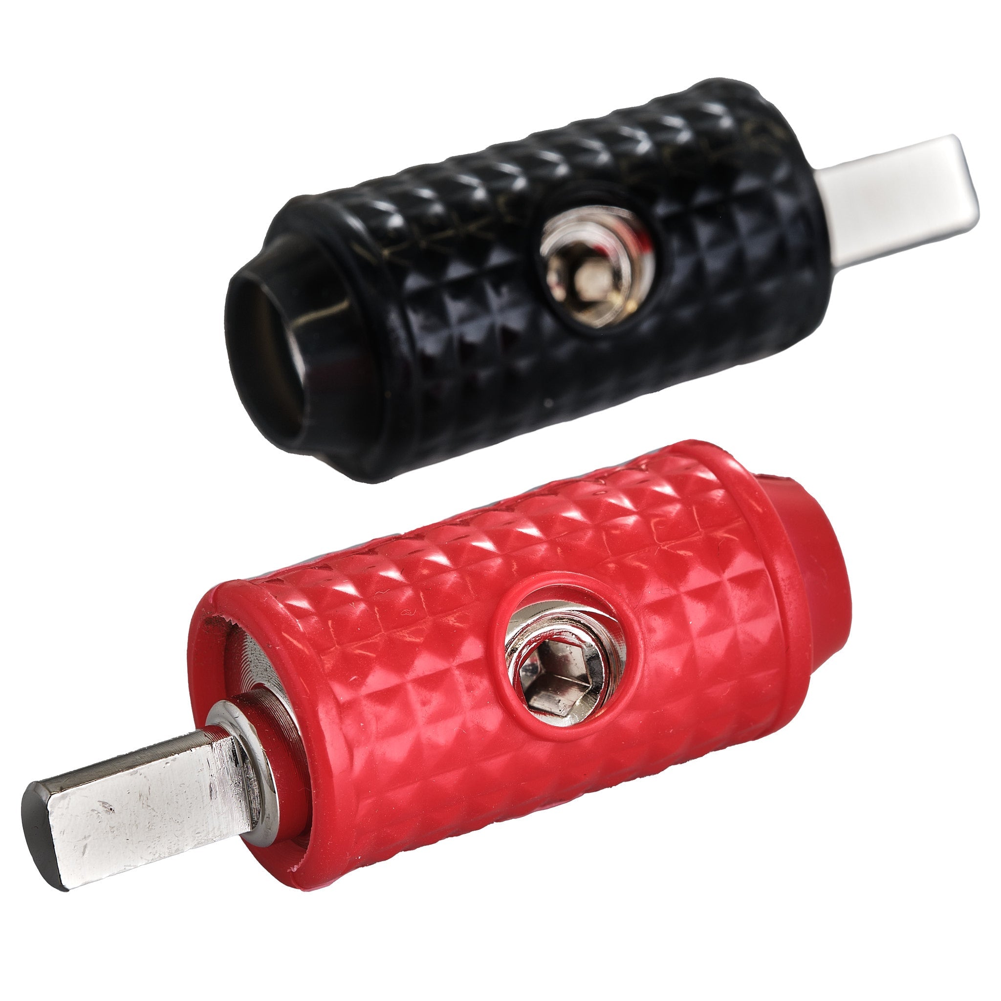 1/0-GA to 1/4-GA Amp Input Reducers with Offset Stub and Silicone Cover - BLACK/RED