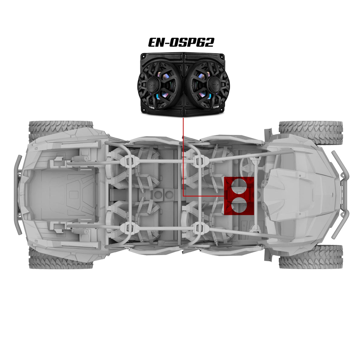 Polaris RZR / RZR PRO Overhead Enclosure With Amplifier and Installation Kit - Loaded with 2x 6.5" 2-Way Marine Speakers With Digital LED Lights