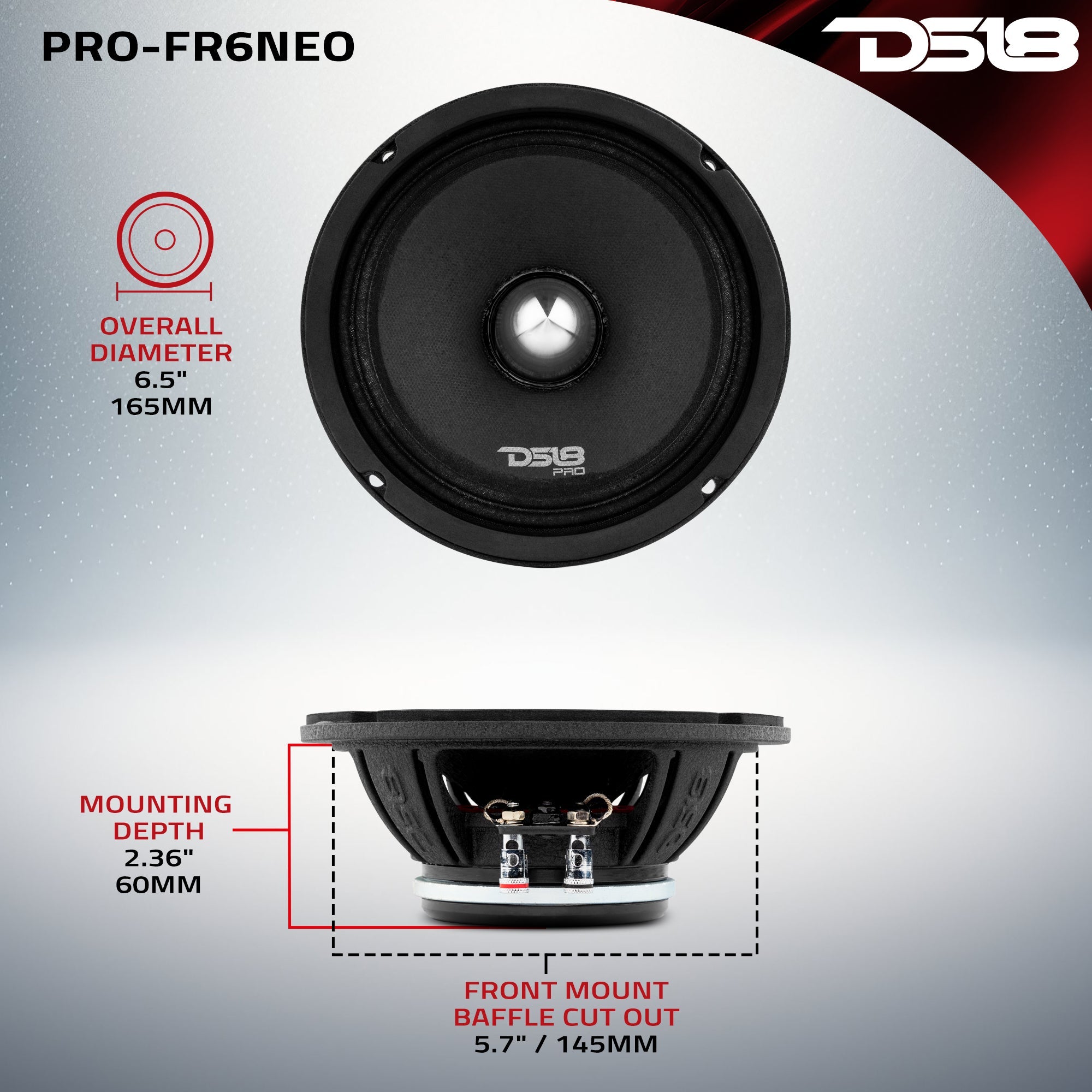 Refurbished - PRO 6.5" Neodymium Full-Range Bullet Loudspeaker 225 Watts Rms 4-Ohm