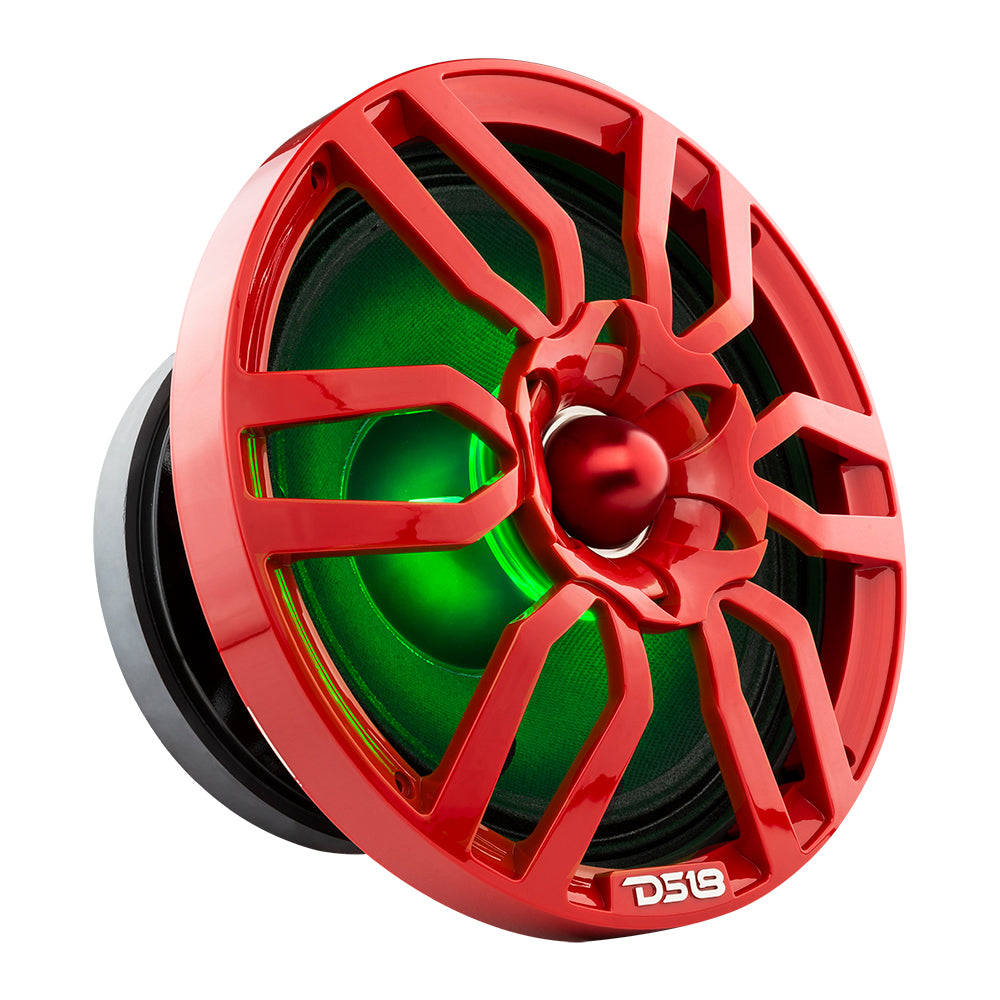 DS18 PRO-GTW10RD 10" Grill with Built-in 1.75" VC  Neodymium Bullet Tweeter and RGB Lights 500 Watts Red