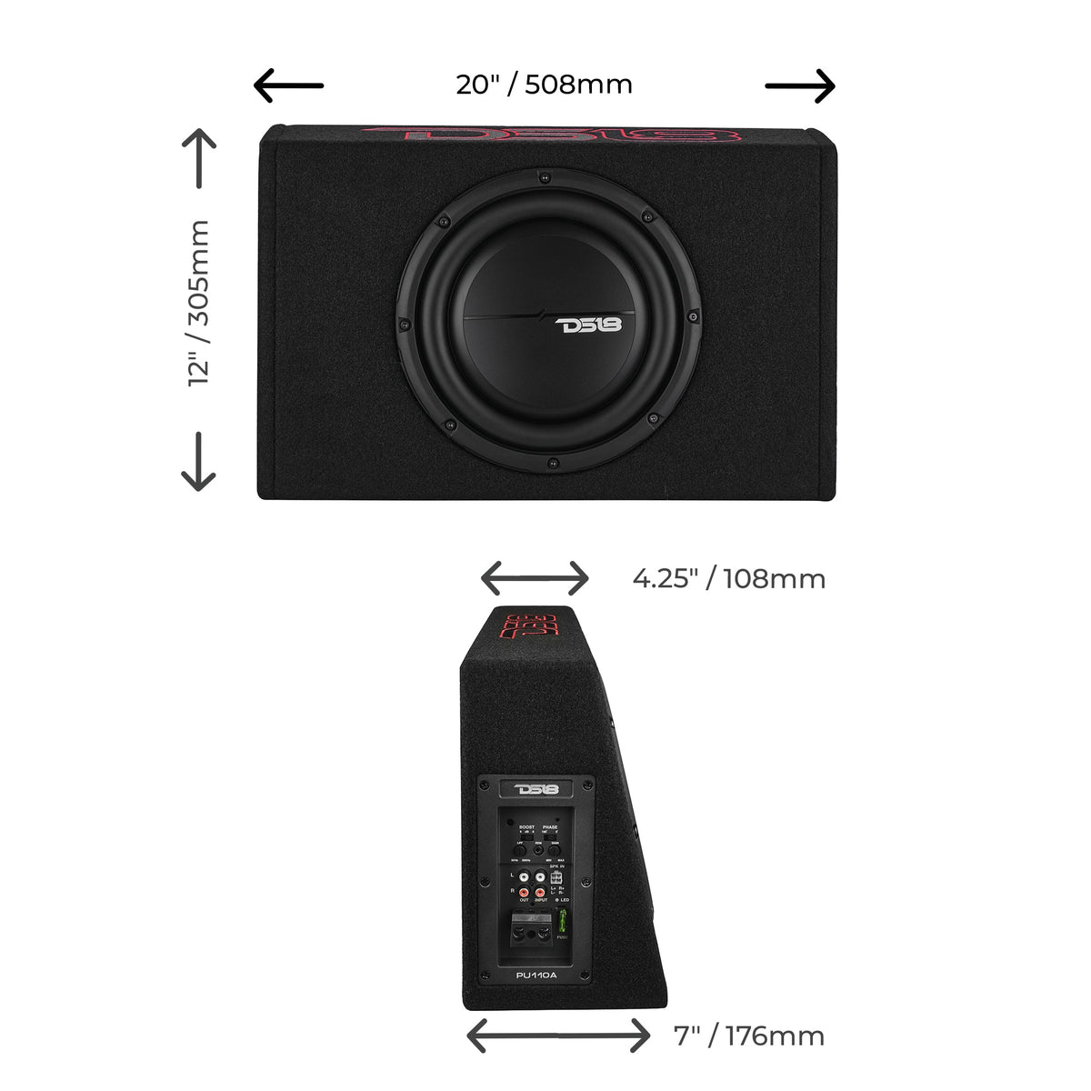 10” Amplified Shallow Subwoofer Enclosure for Pickup Trucks