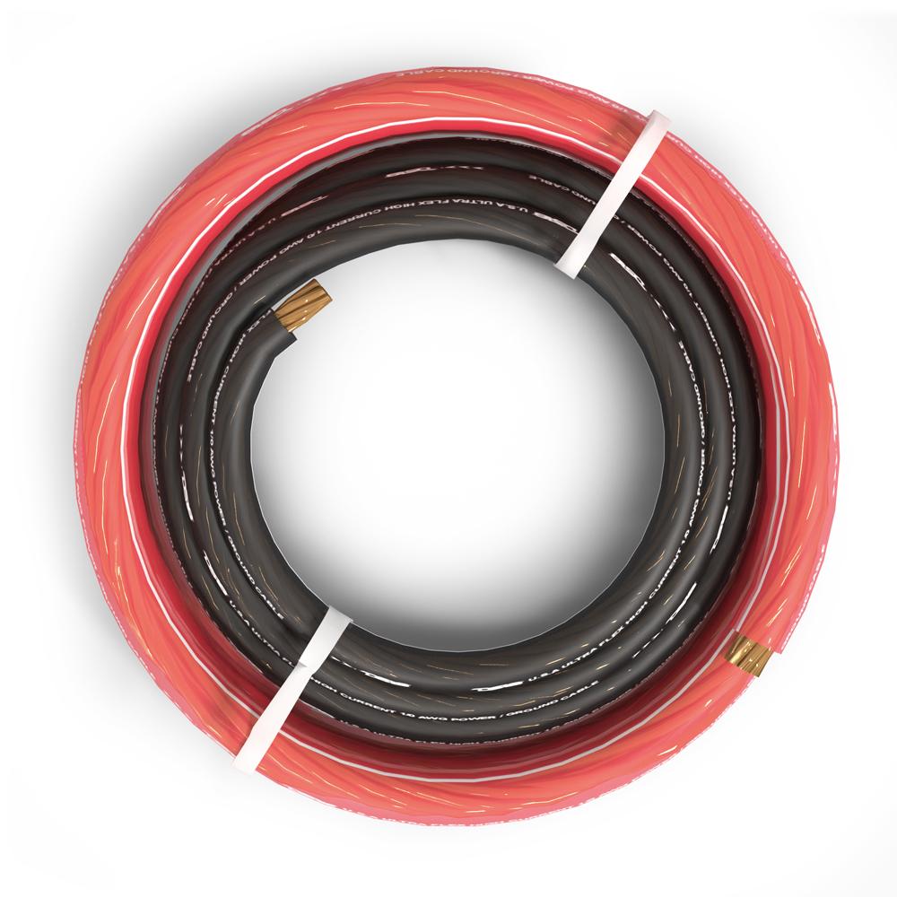 DS18 PW-1/0GA-5BK/20RD 0-GA Ultra Flex CCA Ground Power Cable 5 Ft Black and 20 Ft Red Kit