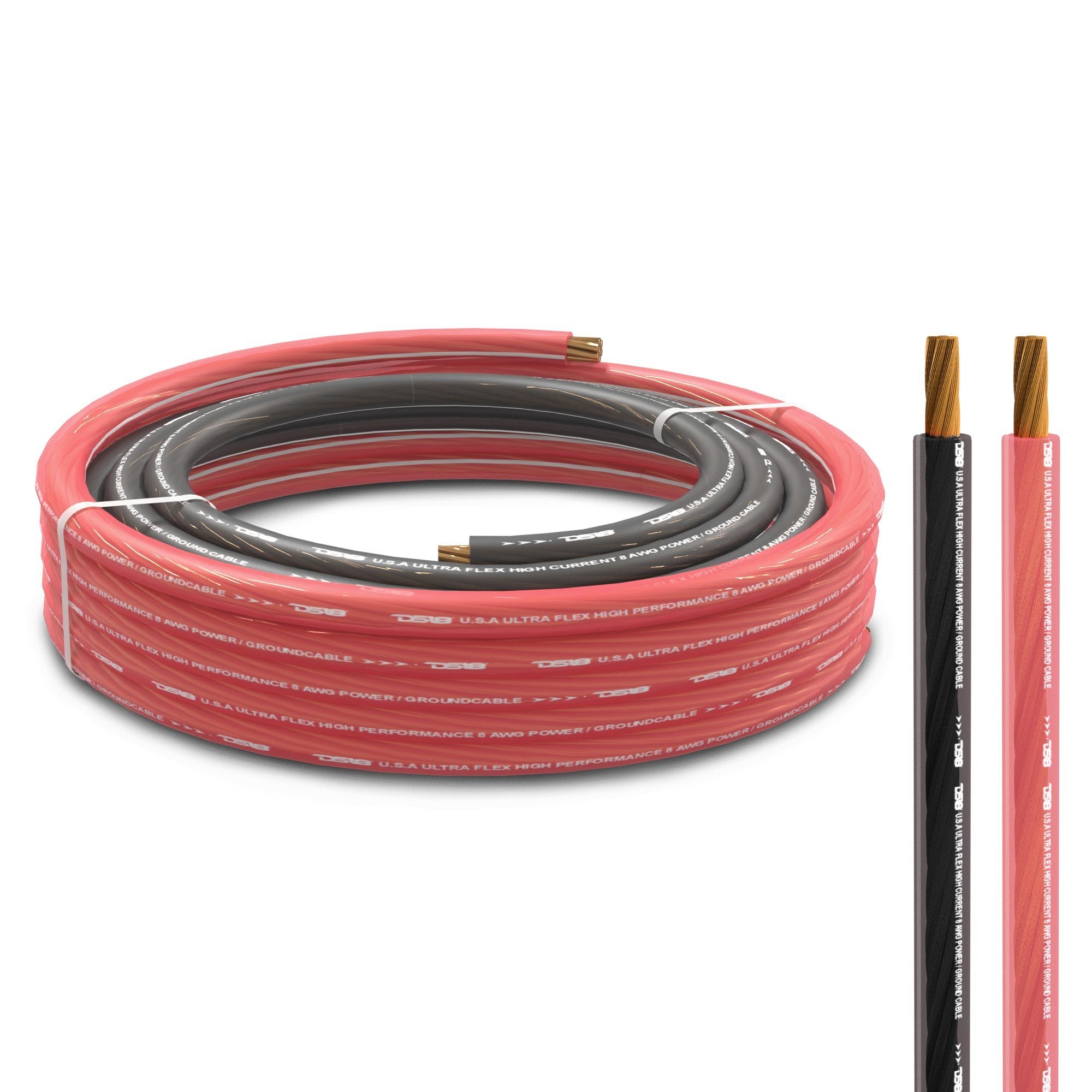 DS18 PW-8GA-5BK/20RD 8-GA Ultra Flex CCA Ground Power Cable 5 Ft Black and 20 Ft Red Kit