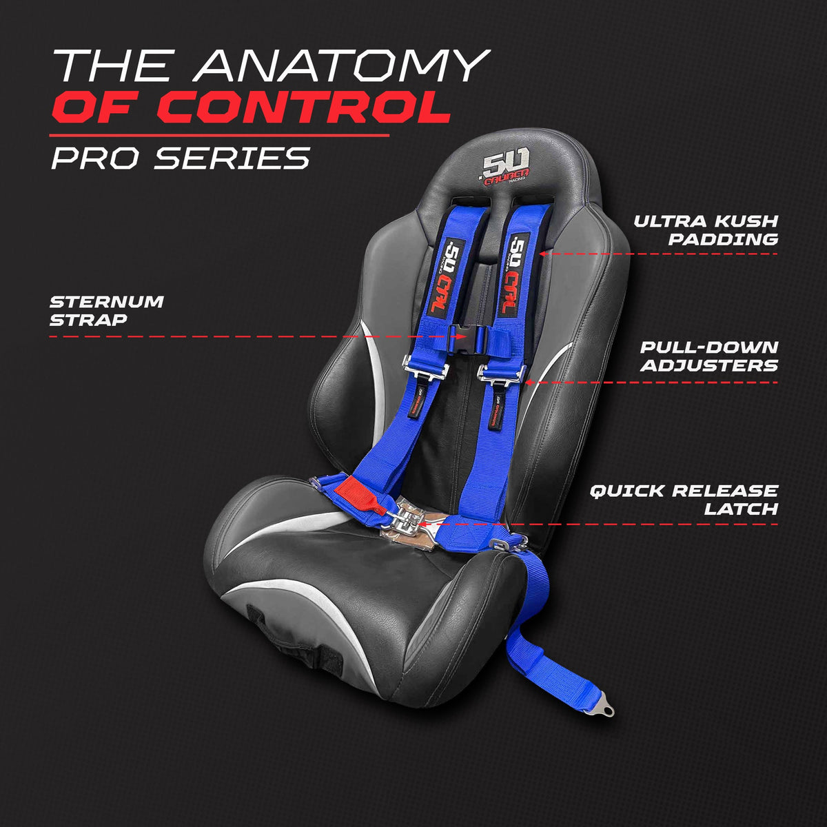 2" 4 Point Racing Harness – Pro Series Race Latch | 50 Caliber Racing