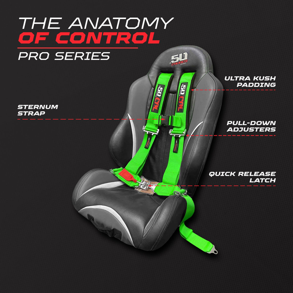 2" 4 Point Racing Harness – Pro Series Race Latch | 50 Caliber Racing