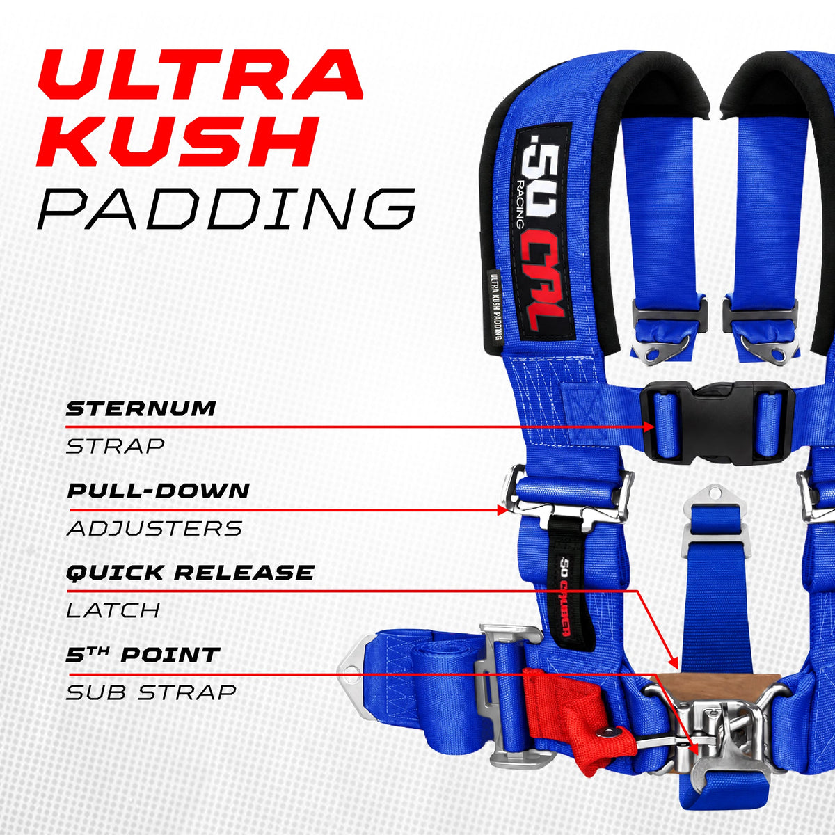 3" 5 Point Racing Harness – Pro Series Race Latch | 50 Caliber Racing