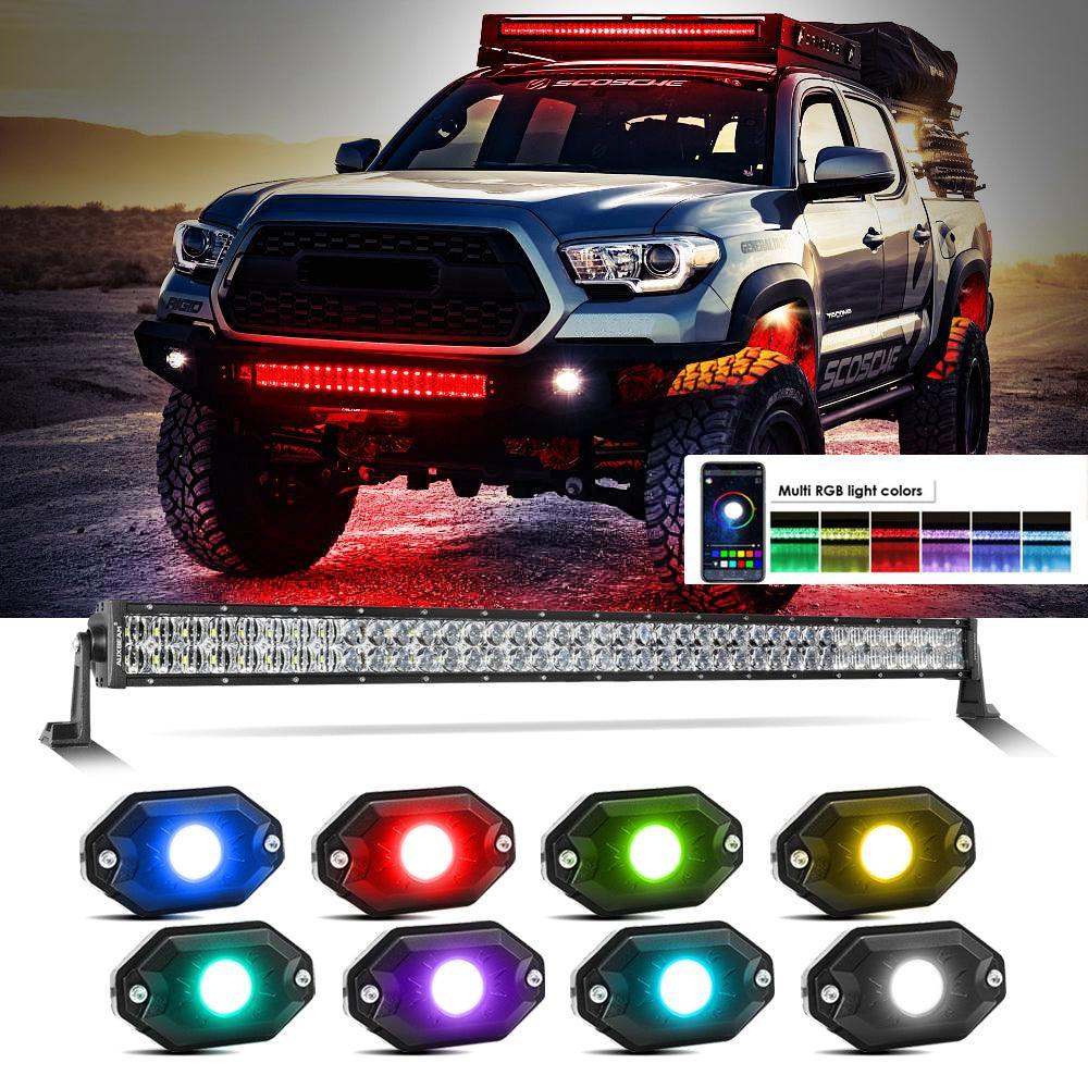 Rgb Led Rd 20 Auxbeam® 42 Inch Off Road Straight Led RGB Light Bar & RGB LED Rock ...