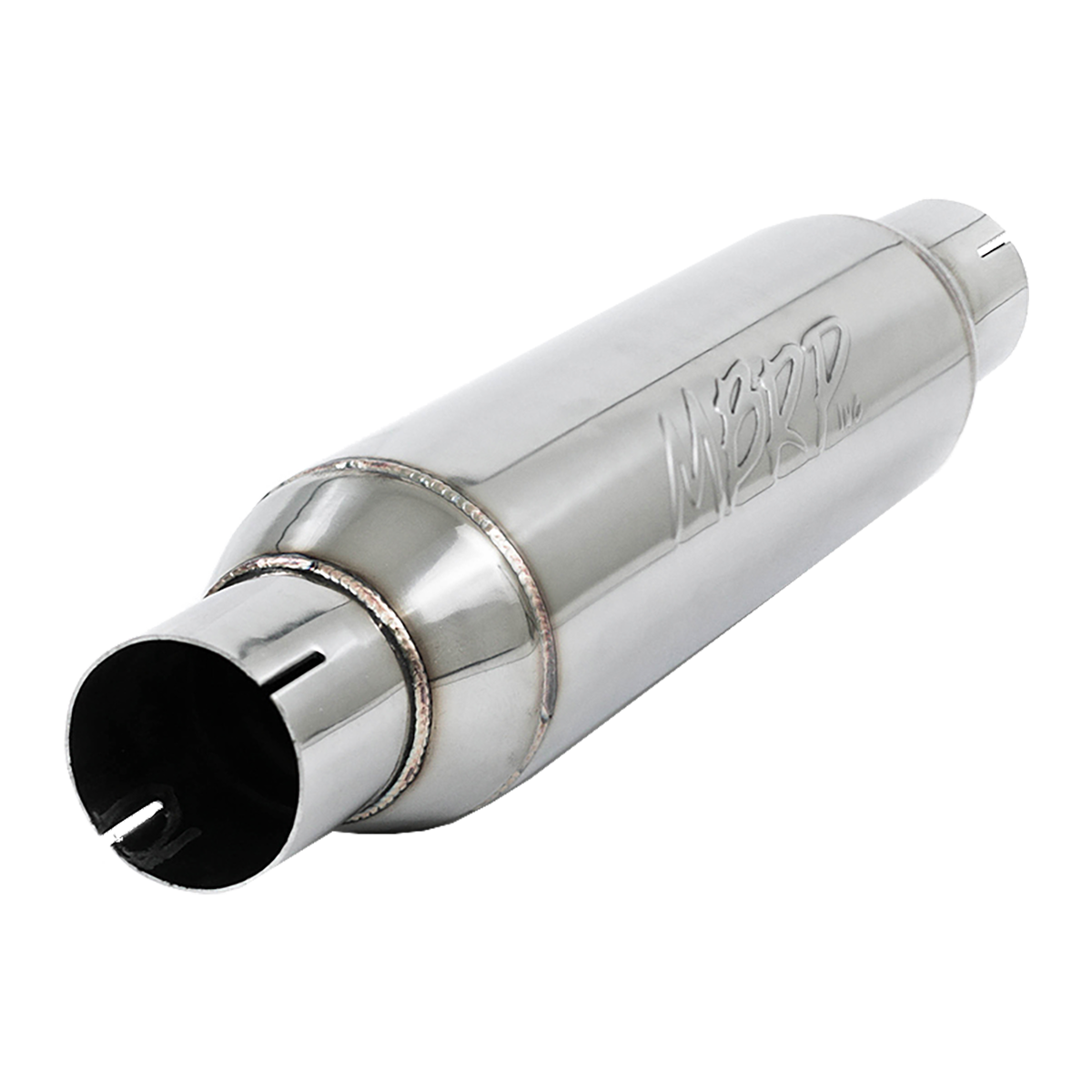 Exhaust Resonator 2.5 Inch Inlet/Outlet 16 Inch Body 20 Inch Overall T304 Stainless Steel MBRP