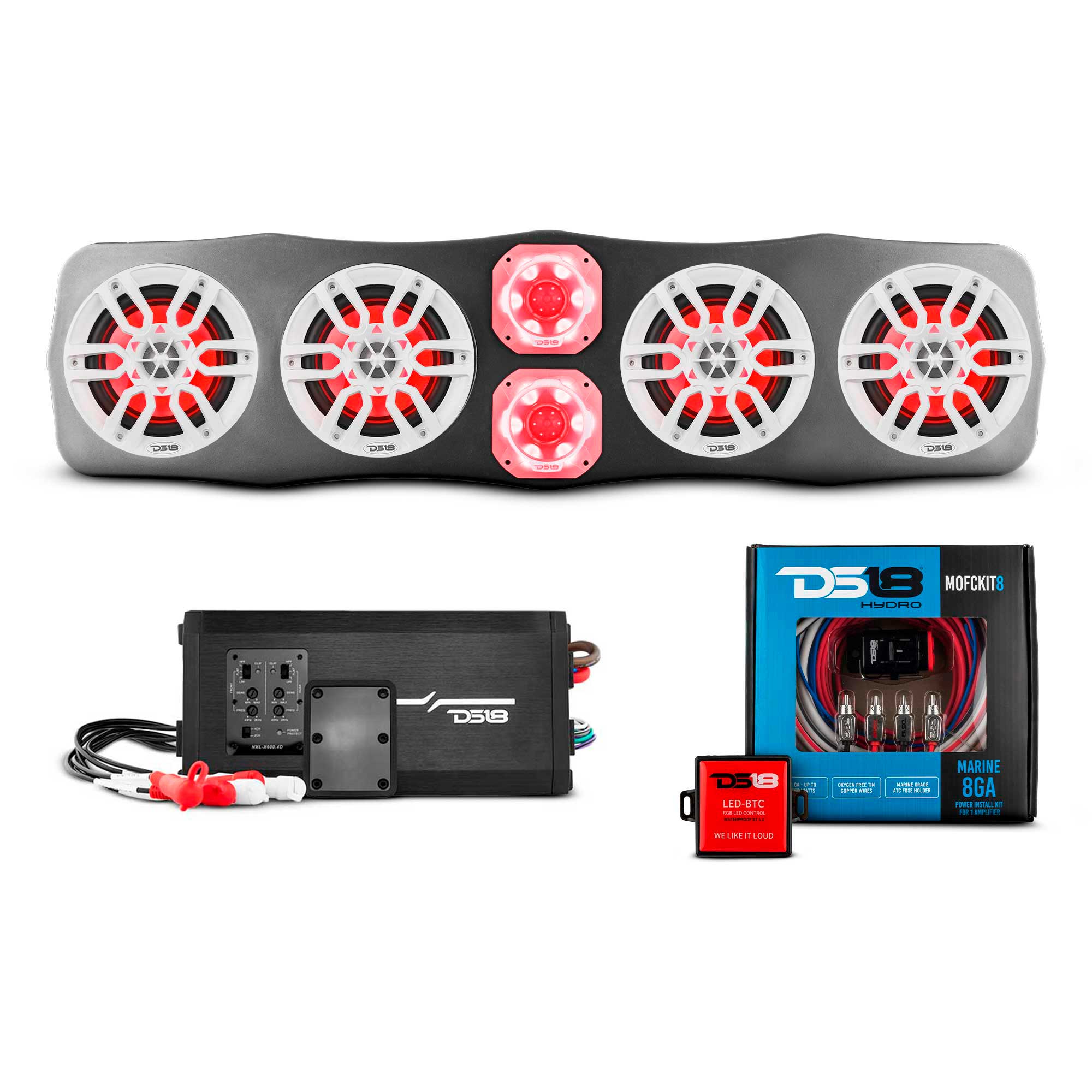 CAN-AM Soundbar With Amplifier and Installation Kit - Loaded with 4x 6.5" Marine Speakers & 2x 4" Super Bullet Tweeters