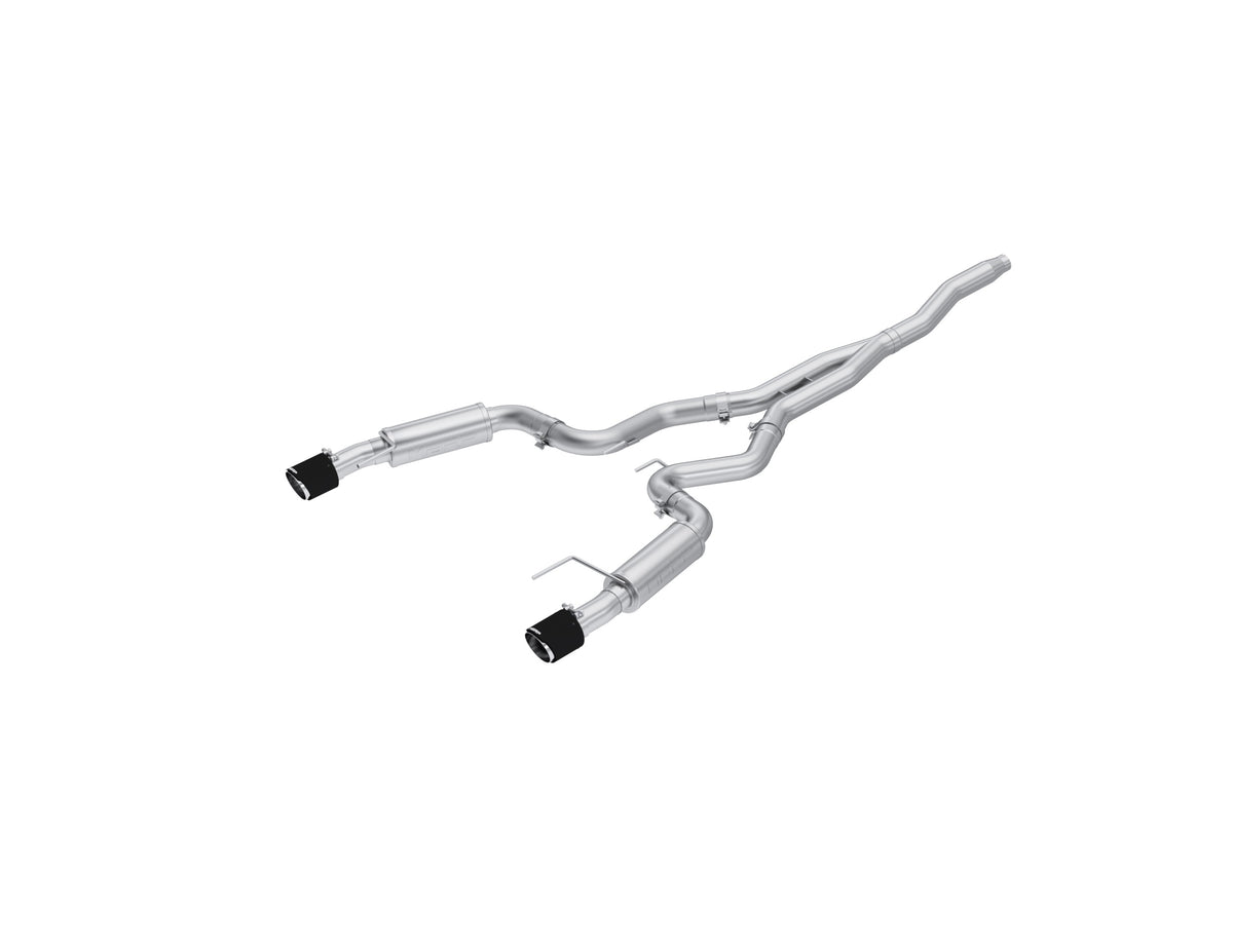 2015-Up Ford Mustang 2.3L EcoBoost and 2019-Up Ford Mustang 2.3L EcoBoost T304 Stainless Steel 3 Inch Cat-Back Dual Split Rear with Carbon Fiber Tips Race Version MBRP