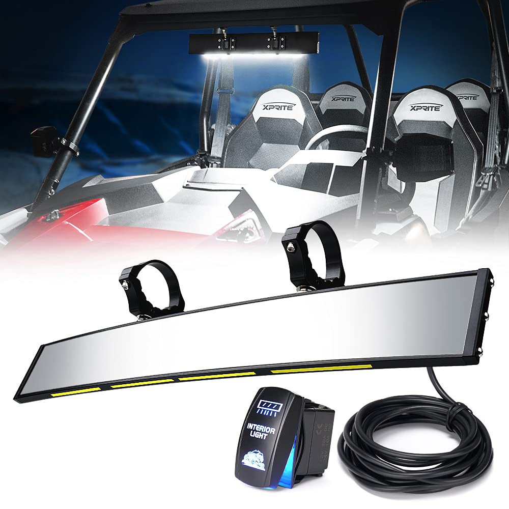 Xprite  UTV Rear View Mirror with LED Lights 17.5” Convex Wide Angle Mirror | Spirit Series