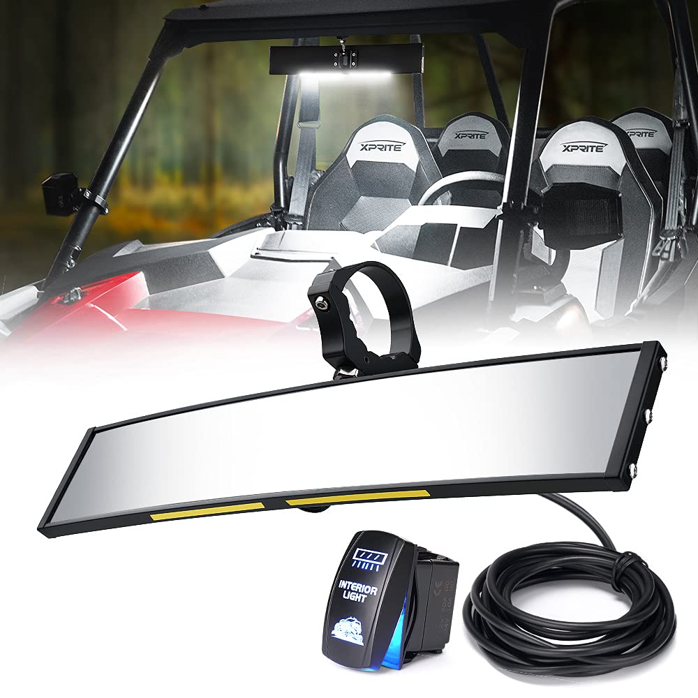 Xprite  UTV Rear View Mirror with LED Lights 17.5” Convex Wide Angle Mirror | Spirit Series