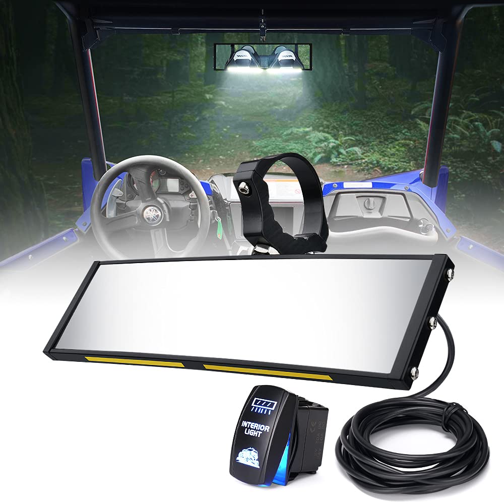 Xprite  UTV Rear View Mirror with LED Lights 17.5” Convex Wide Angle Mirror | Spirit Series