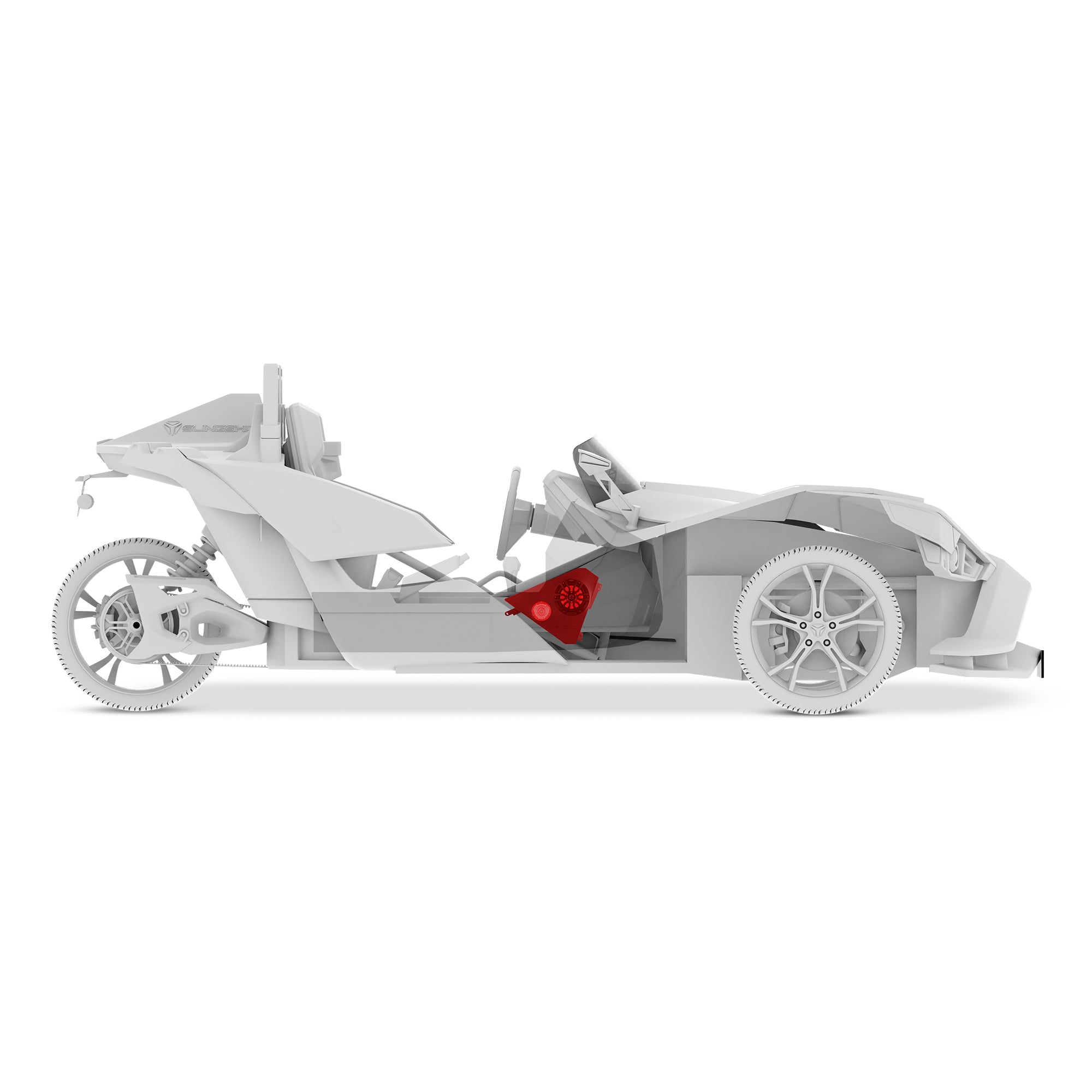 Polaris Slingshot Front Kick Panel 2 X 6.5" Enclosure with NXL-6/BK and PRO-TW1L | 2015 - Current