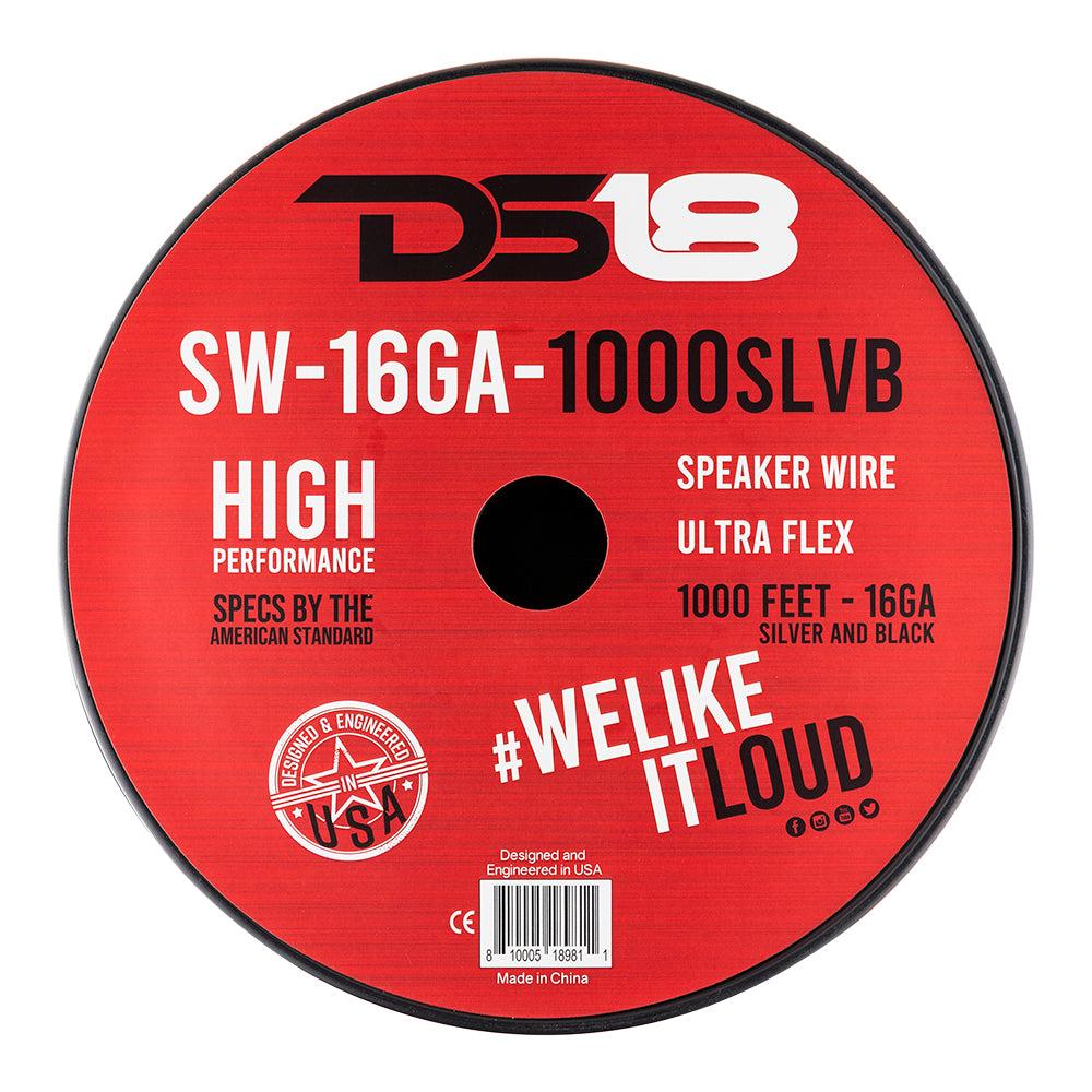 16-GA Speaker Wire 1000 Feet -Silver and Black