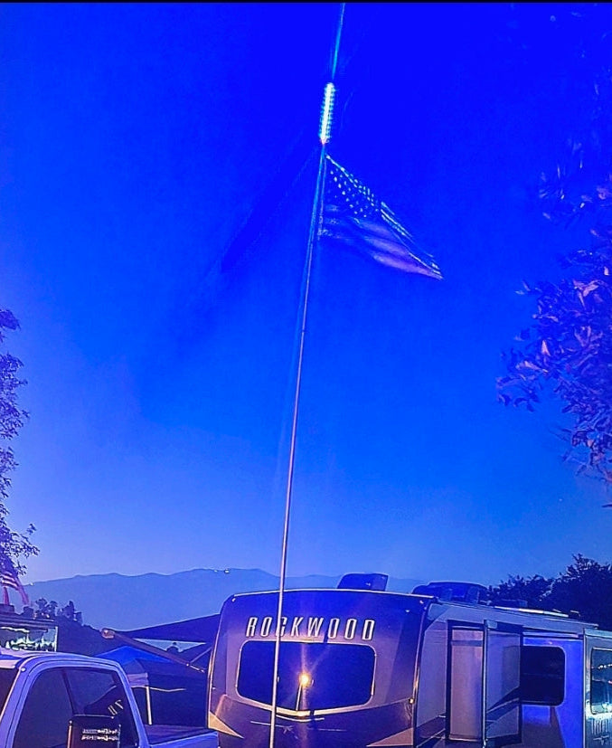 RV Telescopic Flagpole + Ladder Mount + 30" Poles & Holders Locator Kit