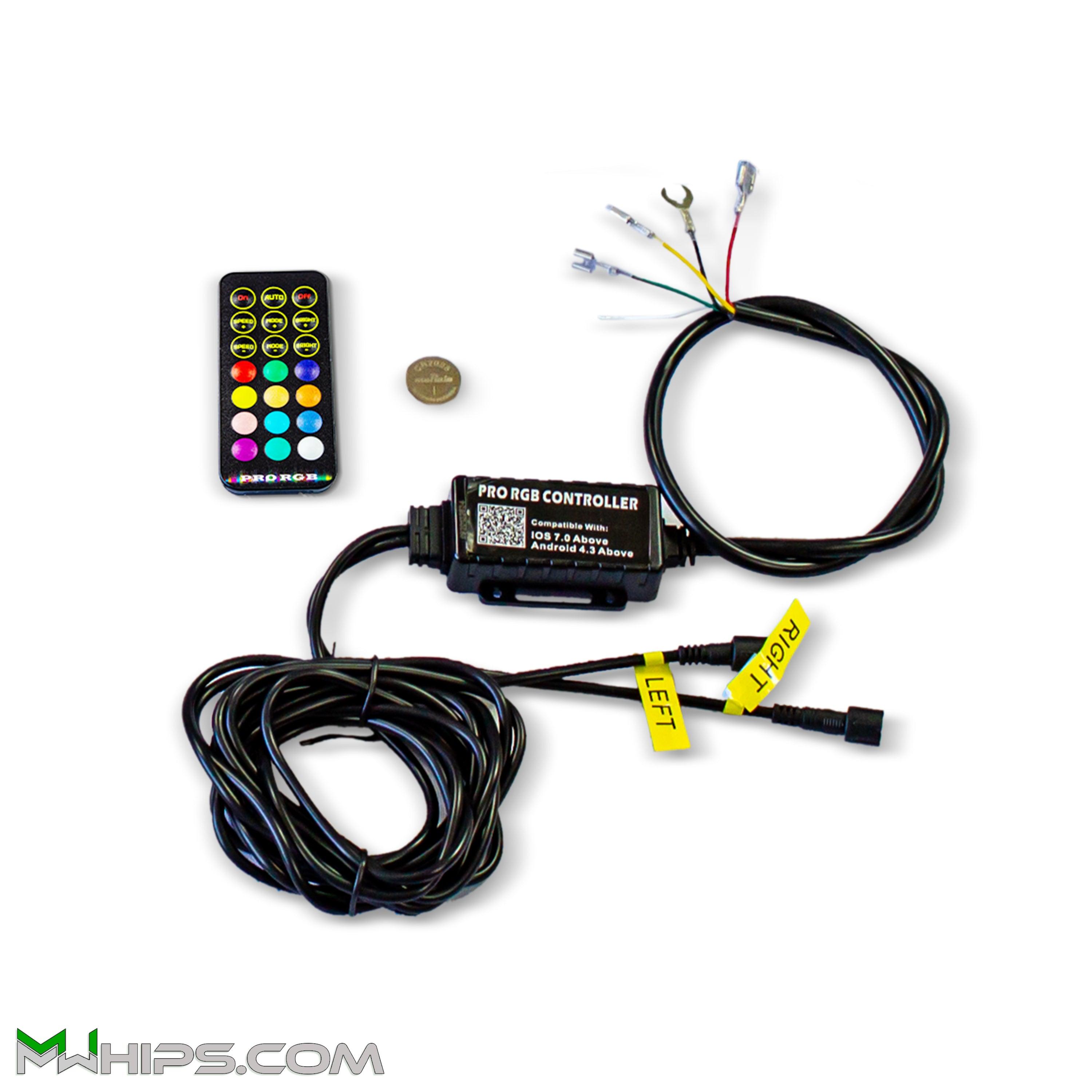 T1 BLUETOOTH CONTROLLED LED WHIP HARNESS + REMOTE (WHIP PAIR) - Mwhips