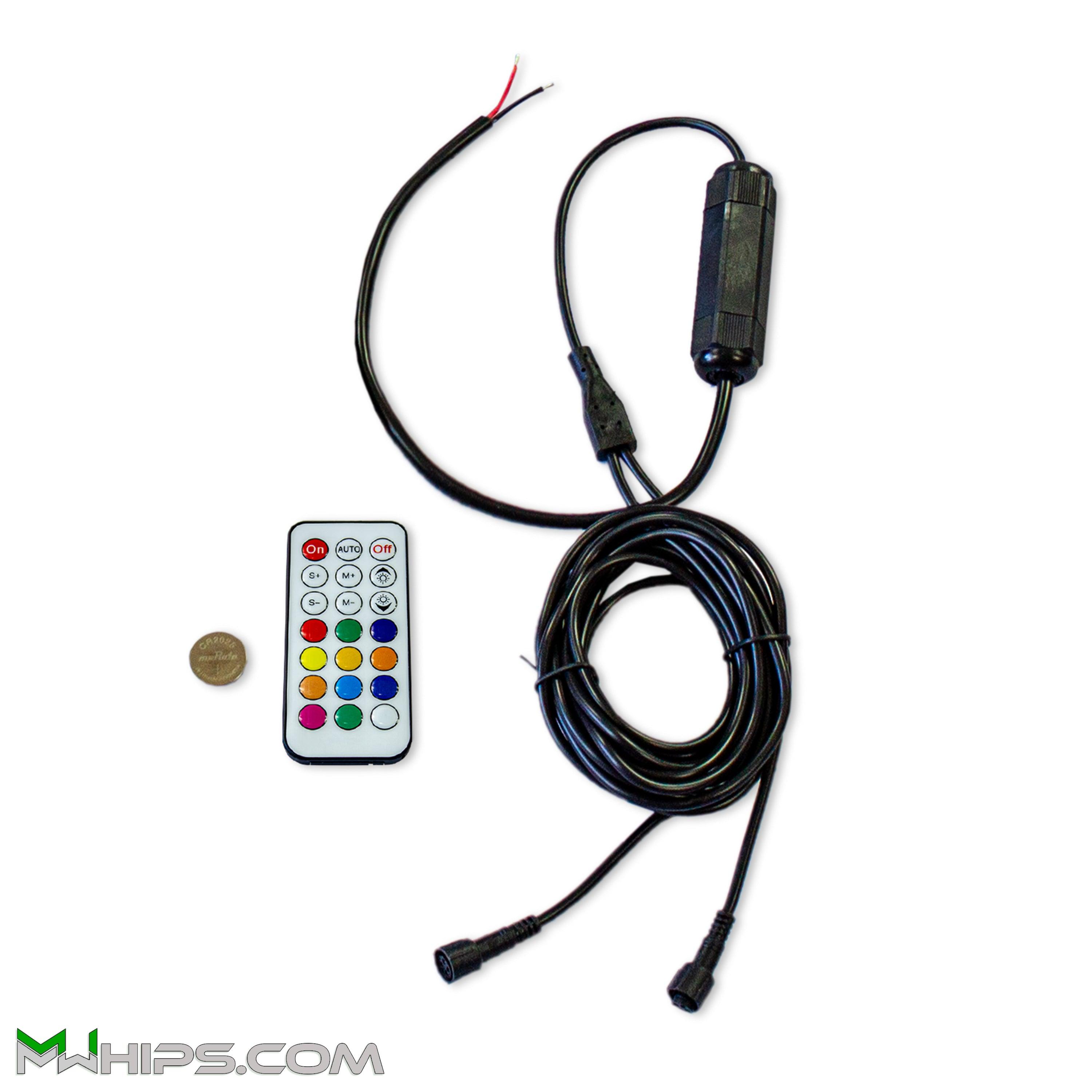 T1 REMOTE CONTROLLED LED WHIP HARNESS + REMOTE (WHIP PAIR) - Mwhips