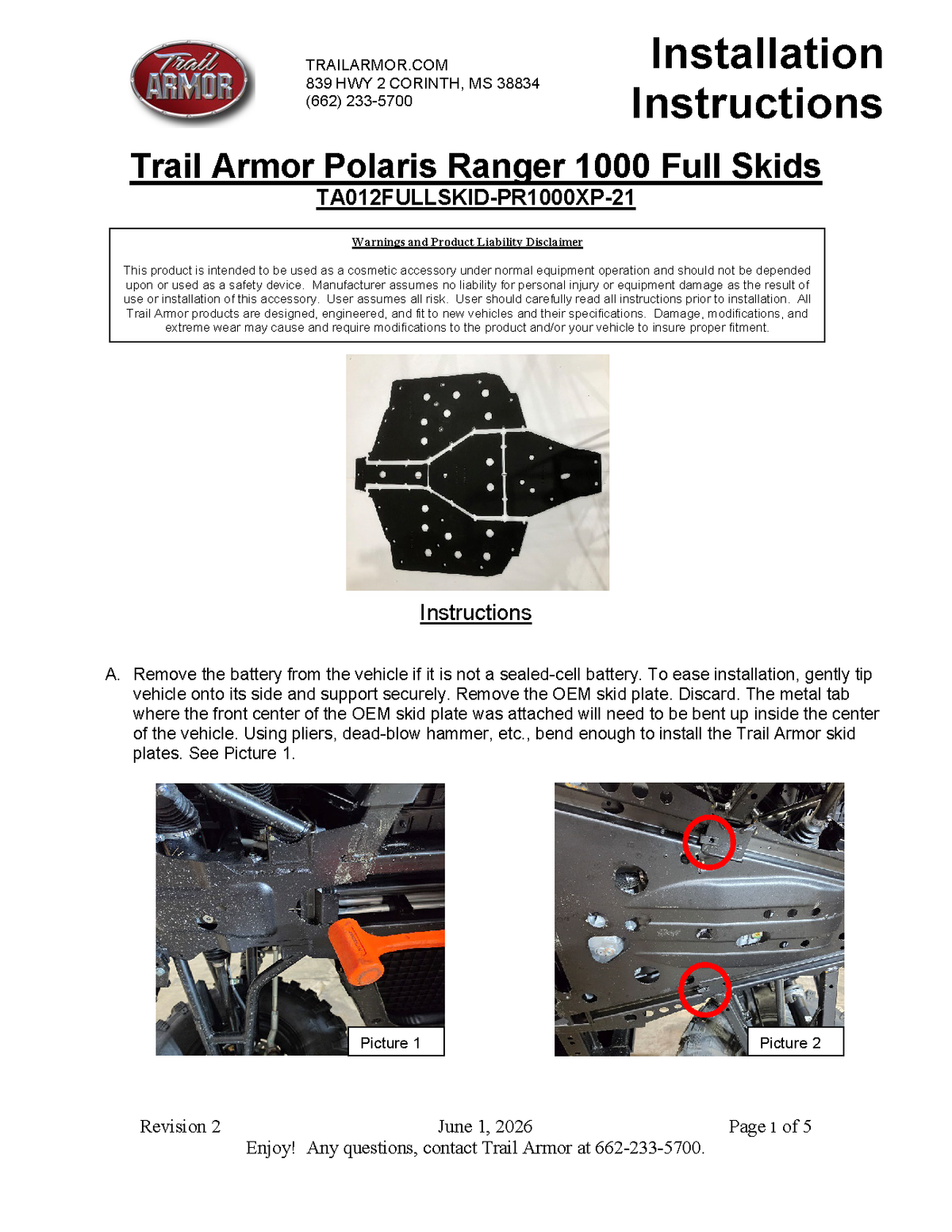 Trail Armor 2021 - 2025  Polaris Ranger XP 1000, Ranger XP Kinetic, Ranger 1000 Full Skids
