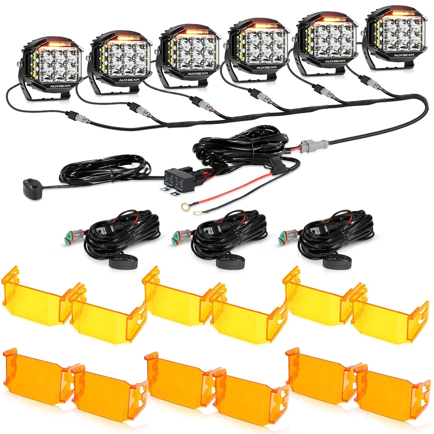 V-MAX Series | 5 Inch 168W 16440LM Spot Beam Side Shooter LED Round Pod Lights with Amber DRL