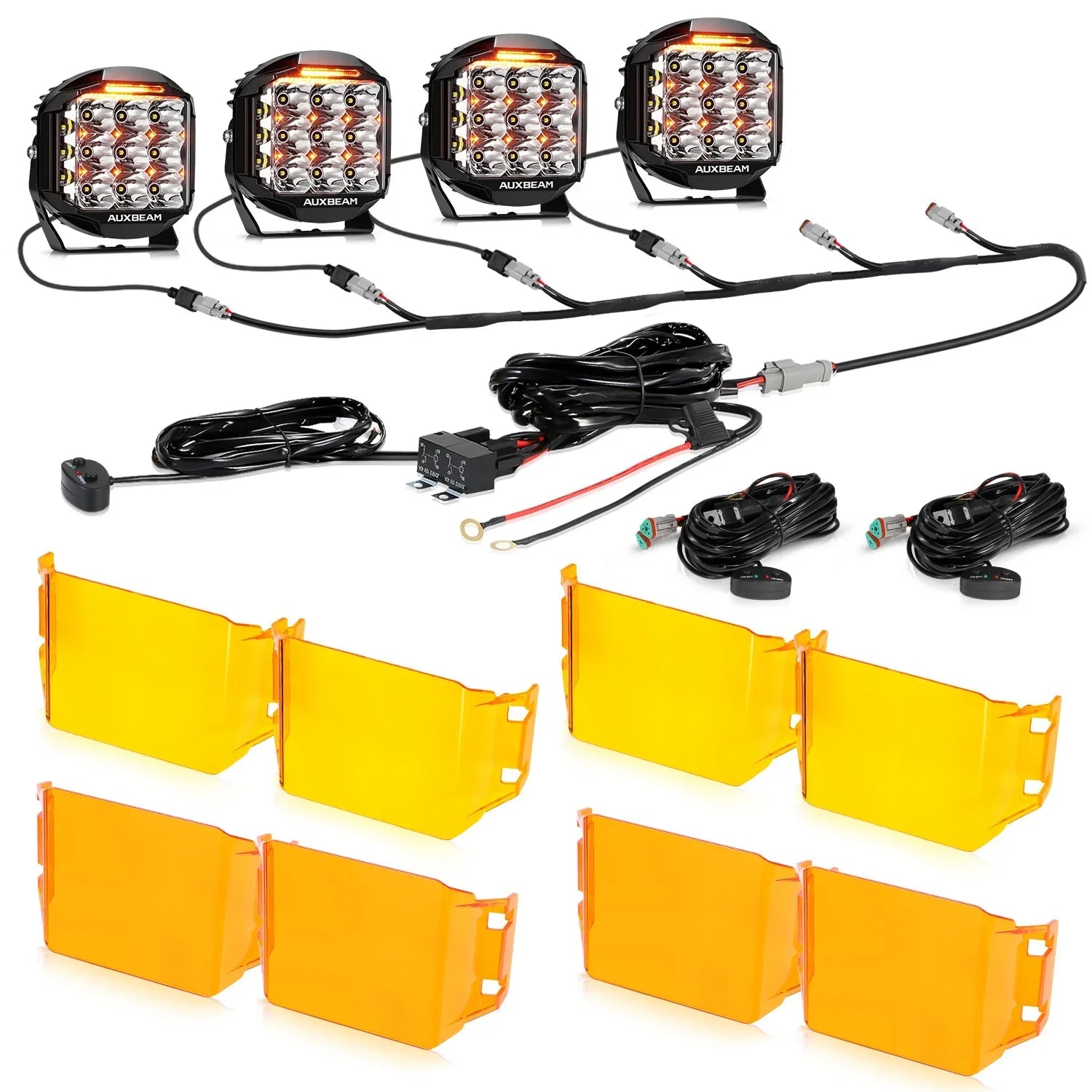 V-MAX Series | 7 Inch 228W 26100LM Spot Beam Side Shooter LED Round Driving Lights with Amber DRL&Backlight