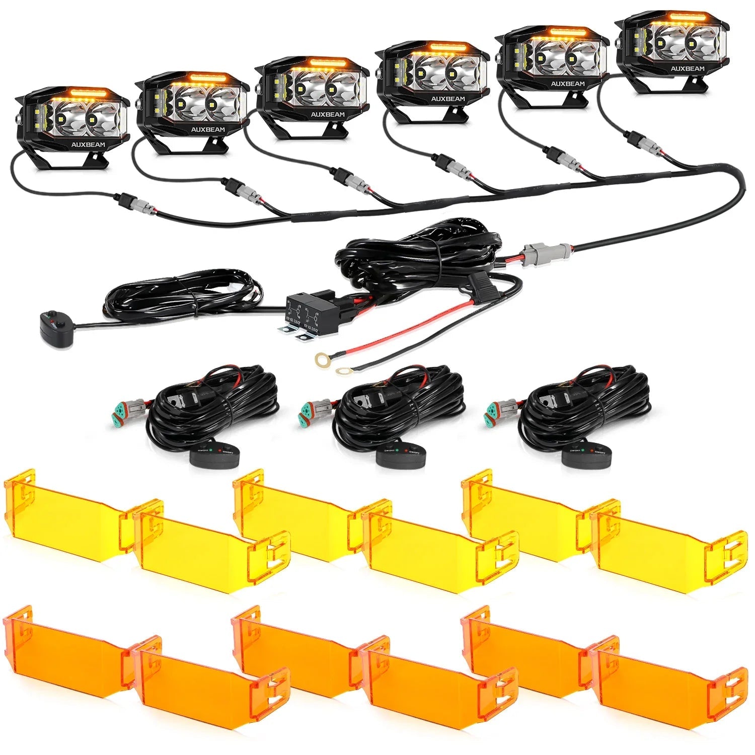 V-MAX Series | 4 Inch 72W 6960LM Spot Beam Side Shooter LED Rectangular Pod Lights with Amber DRL