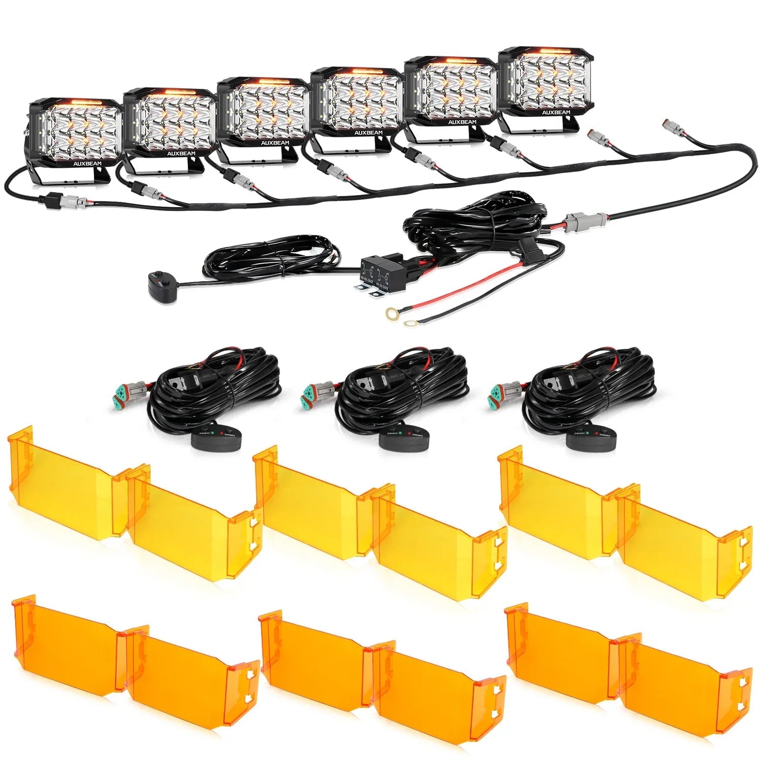 V-MAX Series | 7x5 Inch Rectangle 228W 26100LM Spot Beam Side Shooter LED Driving Lights with Amber DRL&Backlight