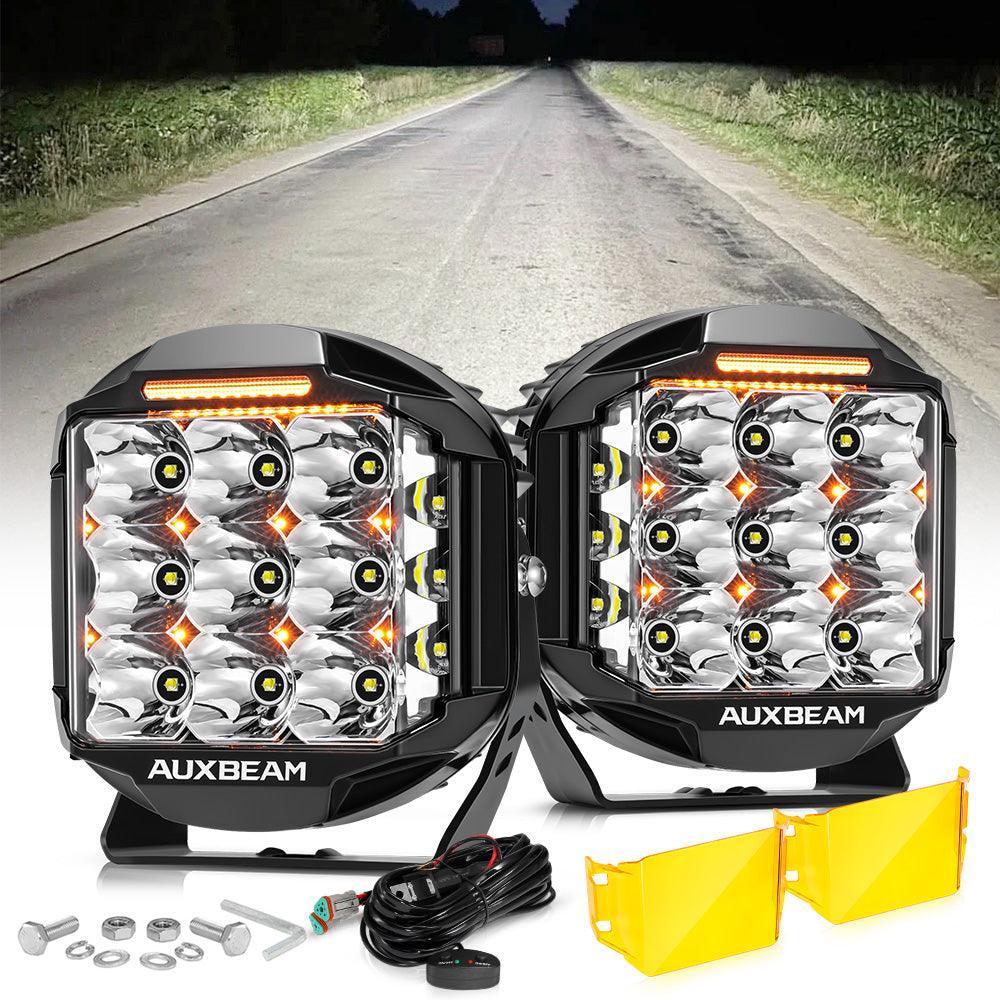 V-MAX Series | 7 Inch 228W 26100LM Spot Beam Side Shooter LED Round Driving Lights with Amber DRL&Backlight