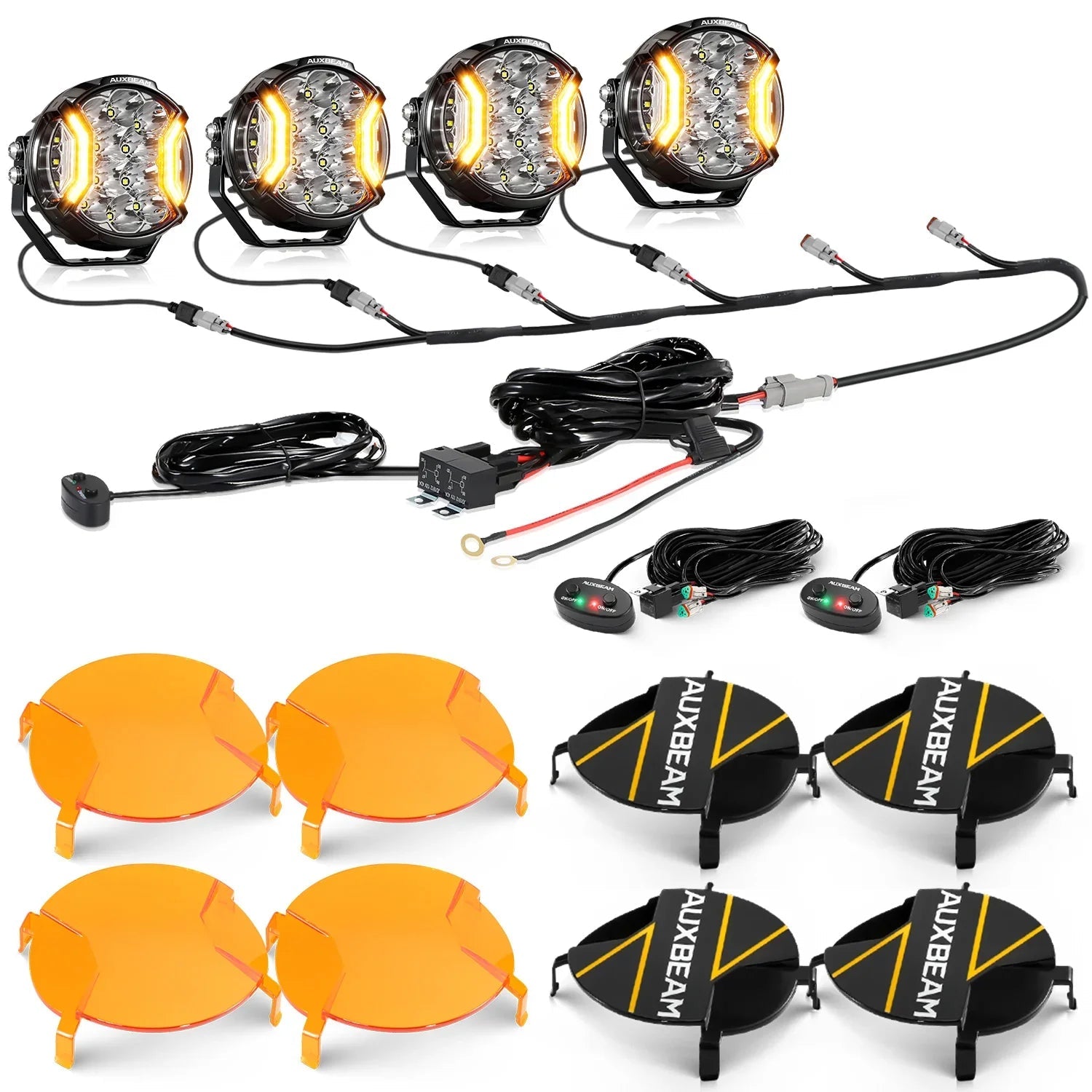 V-ULTRA Series | 5 Inch 172W LED Side Shooter White Pod Lights with Amber DRL