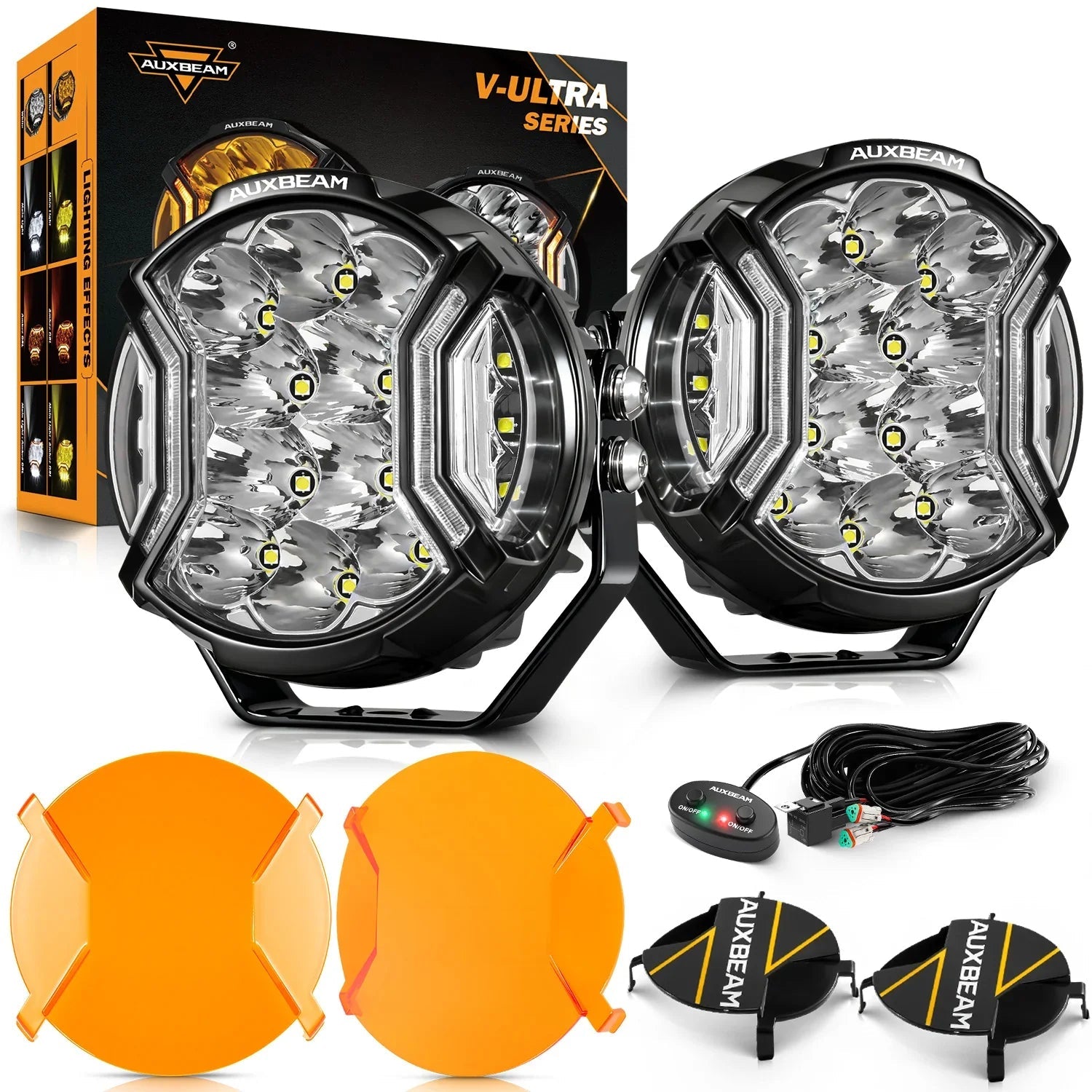 V-ULTRA Series | 5 Inch 172W LED Side Shooter White Pod Lights with Amber DRL