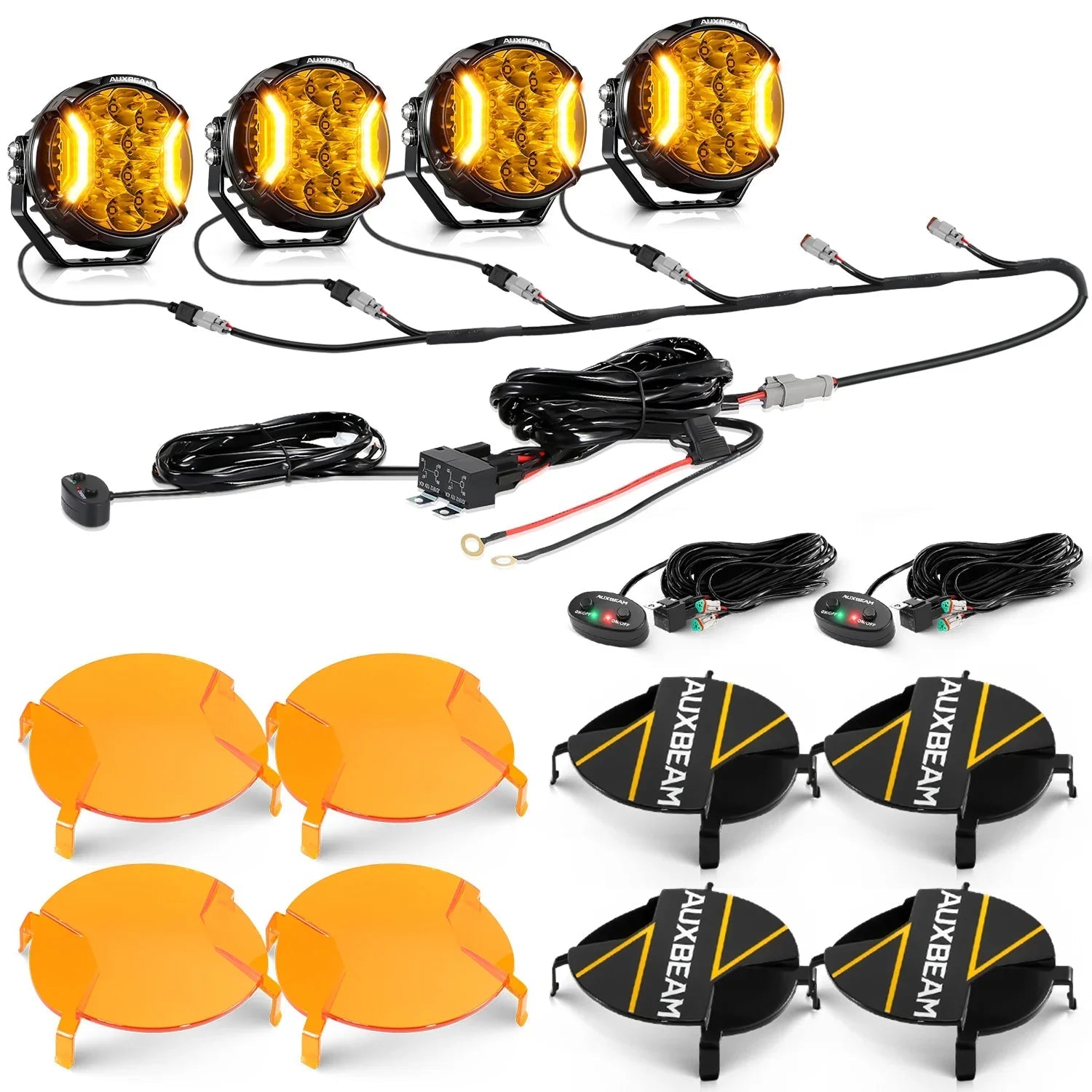 V-ULTRA Series | 5 Inch 172W LED Side Shooter Amber Pod Lights with Amber DRL