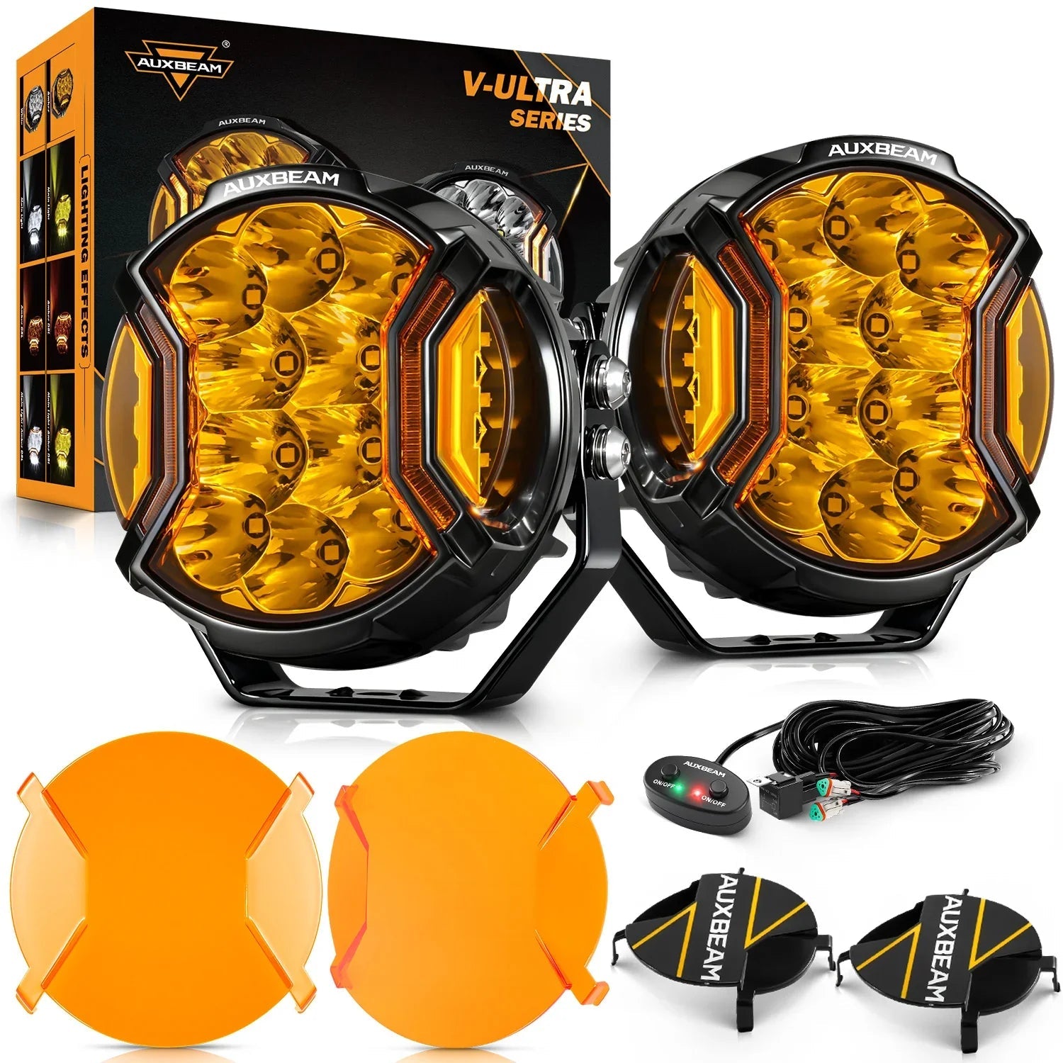 V-ULTRA Series | 5 Inch 172W LED Side Shooter Amber Pod Lights with Amber DRL