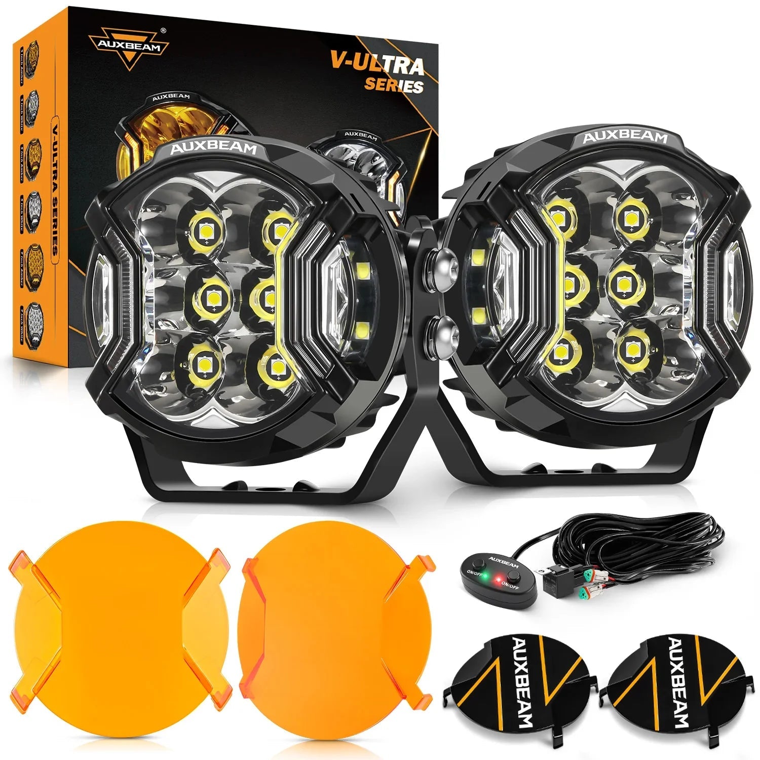 V-ULTRA Series | 3 Inch 108W LED Side Shooter White Pod Lights with Amber DRL