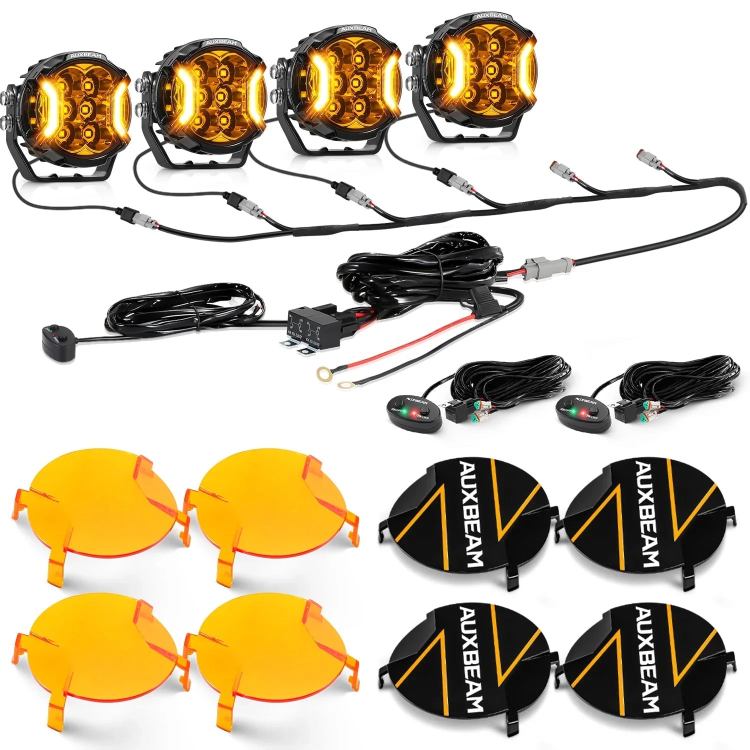 V-ULTRA Series | 3 Inch 108W LED Side Shooter Amber Pod Lights with Amber DRL