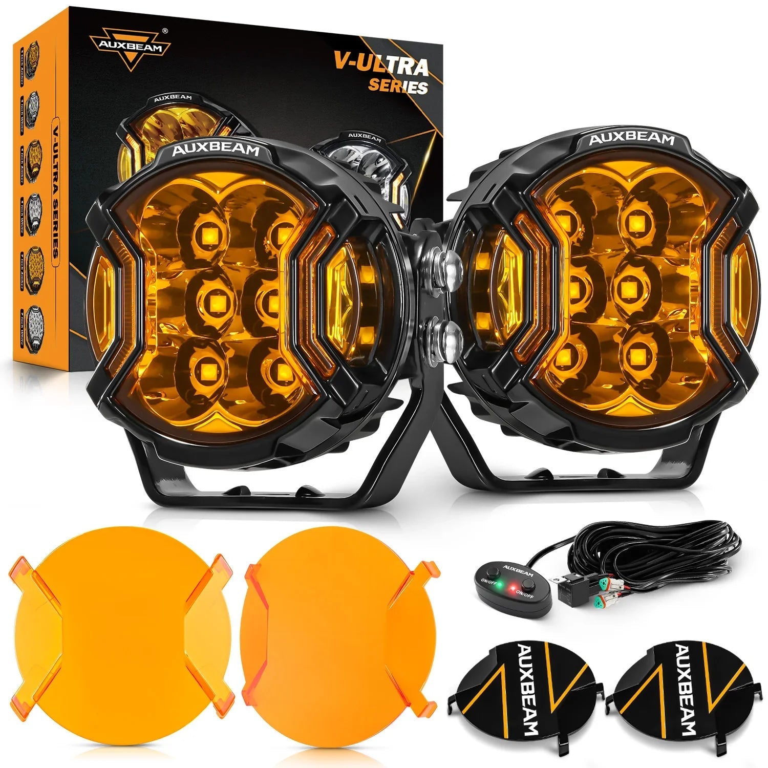 V-ULTRA Series | 3 Inch 108W LED Side Shooter Amber Pod Lights with Amber DRL