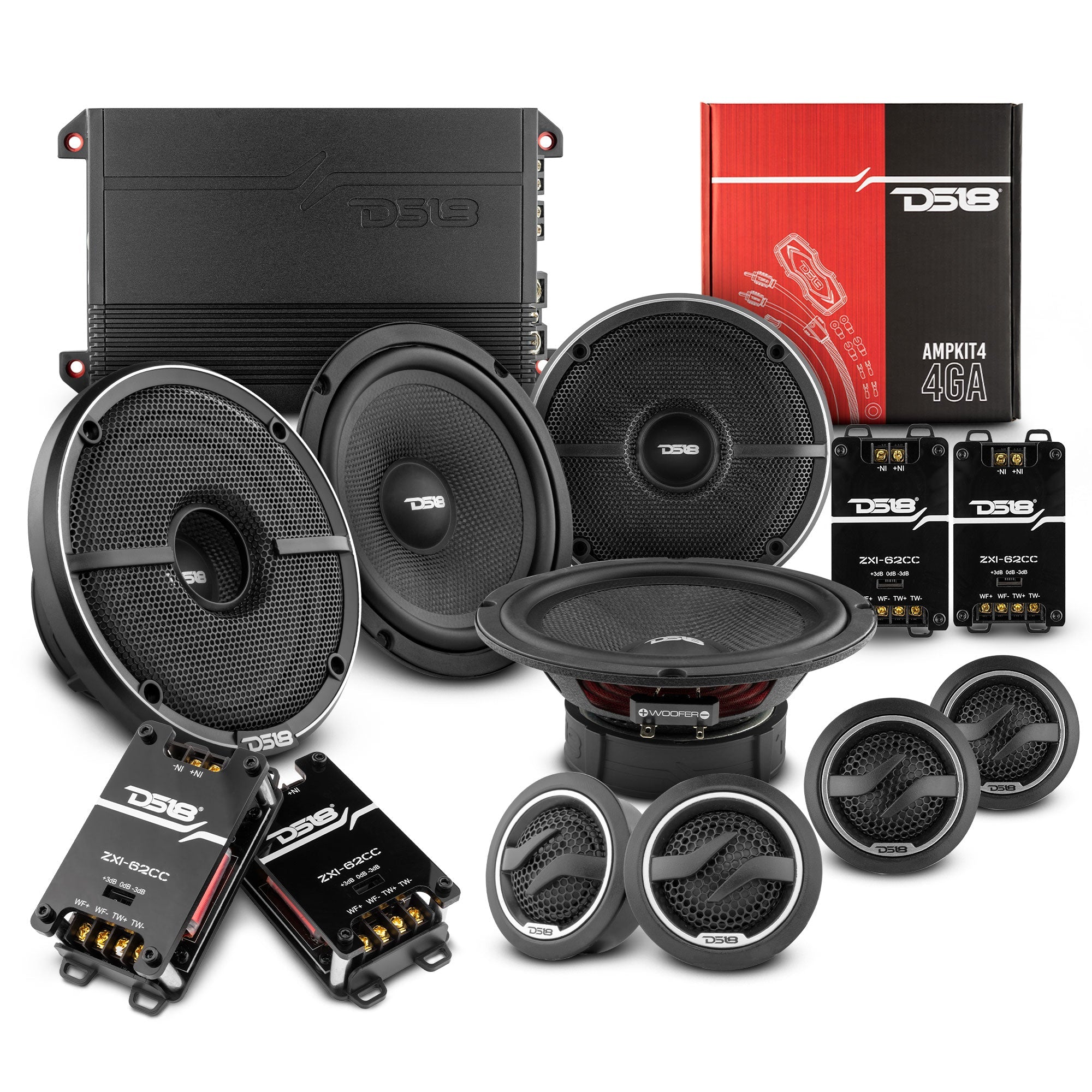 DS18 2008-2019 Honda Accord Front and Back Doors Speakers Better Upgrade/Replacement Package 1600 Watts