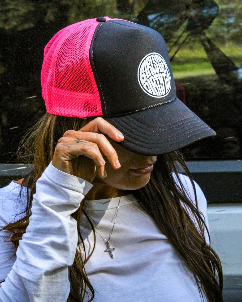 Squishy Trucker Hat - Neon Pink/Black