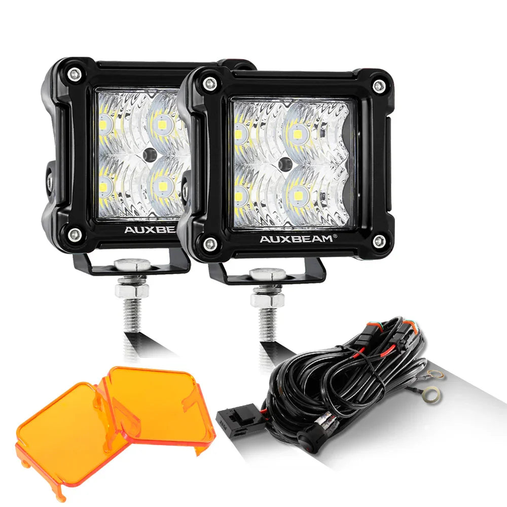 3 Inch 40W LED Pods Light Spot/Flood Multicolor frame with wiring harness for SUV ATV UTV Trucks Pickup Boat