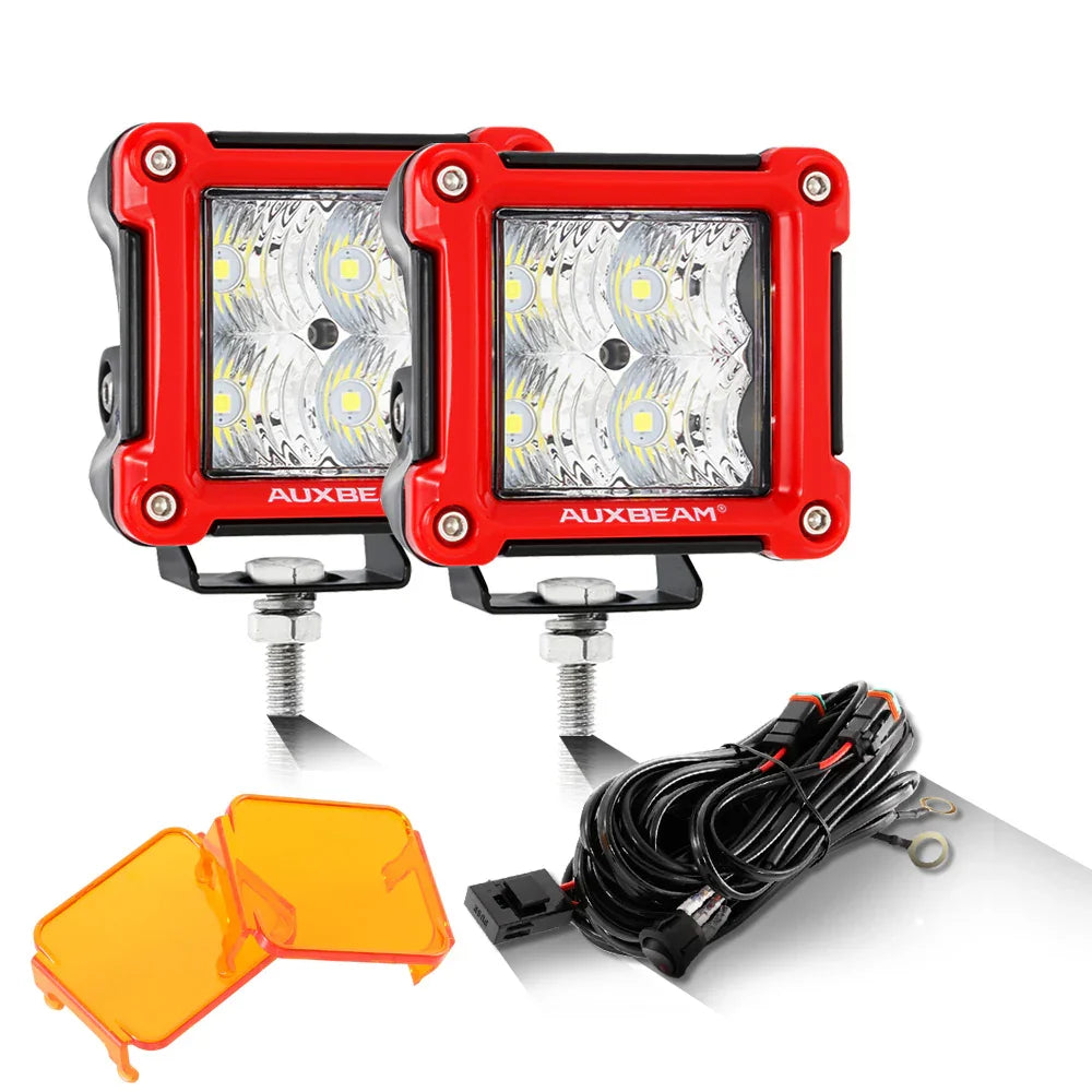 3 Inch 40W LED Pods Light Spot/Flood Multicolor frame with wiring harness for SUV ATV UTV Trucks Pickup Boat